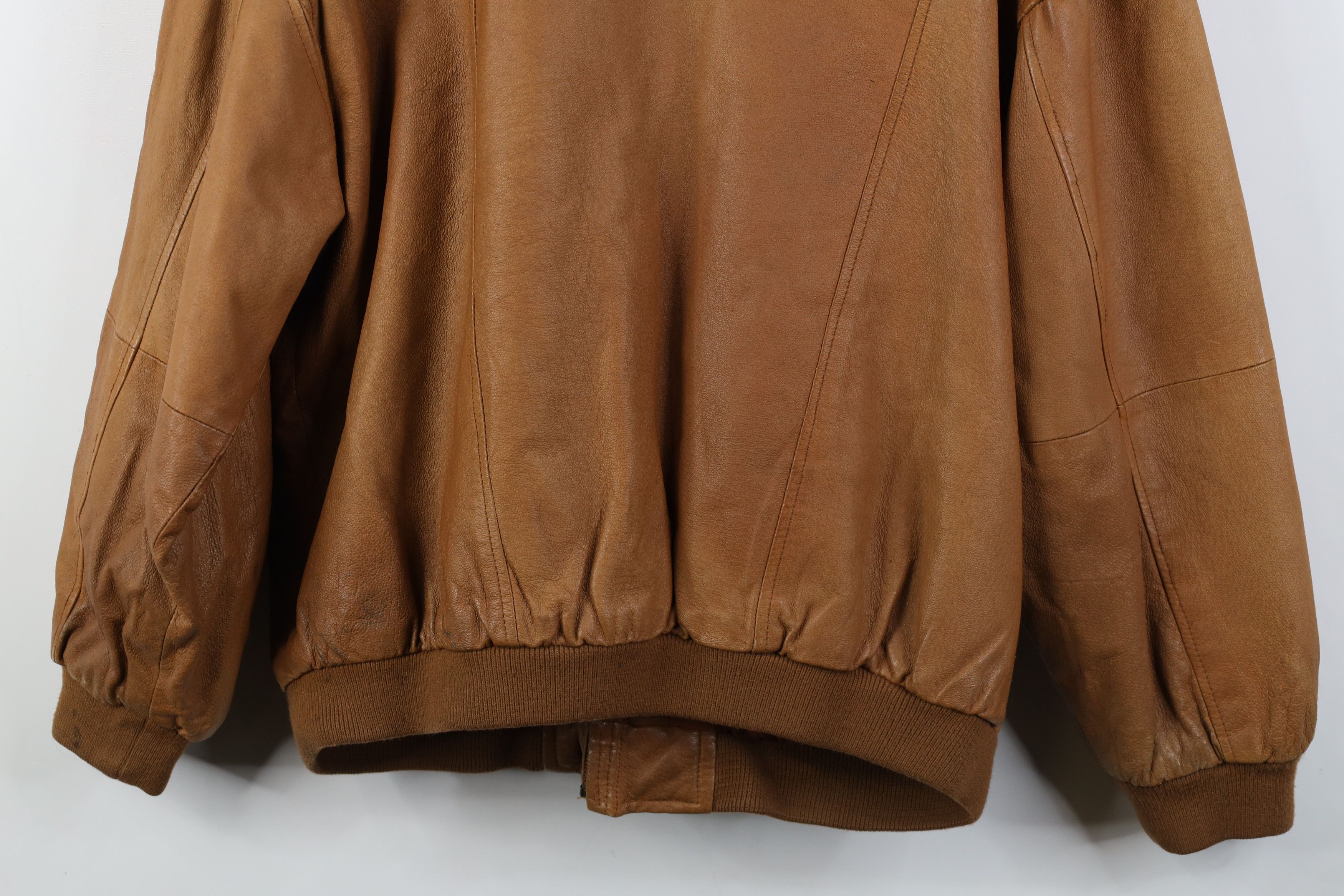 Vintage Vintage 90s Streetwear Full Zip Leather Flight Bomber Jacket Size L / US 10 / IT 46 - 16 Thumbnail
