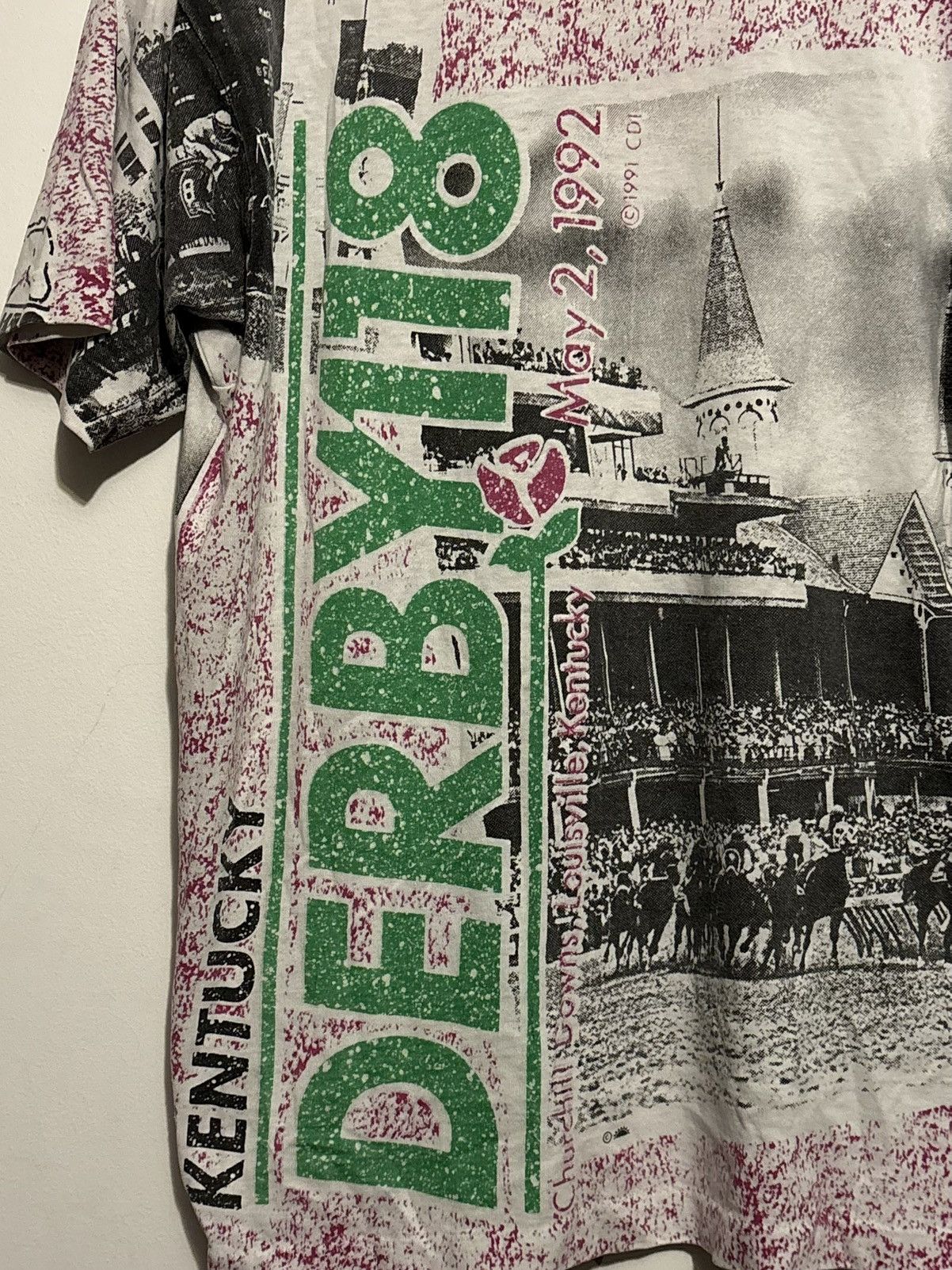 Vintage Vintage 1991 Kentucky Derby 118 AOP Screen Stars T-Shirt Size US L / EU 52-54 / 3 - 6 Thumbnail