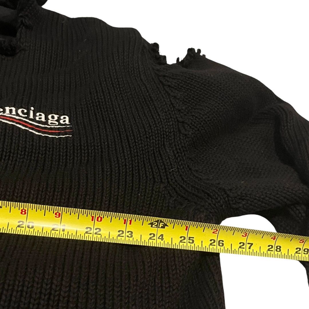 Balenciaga Balenciaga Political Campaign Destroyed Knit Hoodie Size US L / EU 52-54 / 3 - 7 Thumbnail