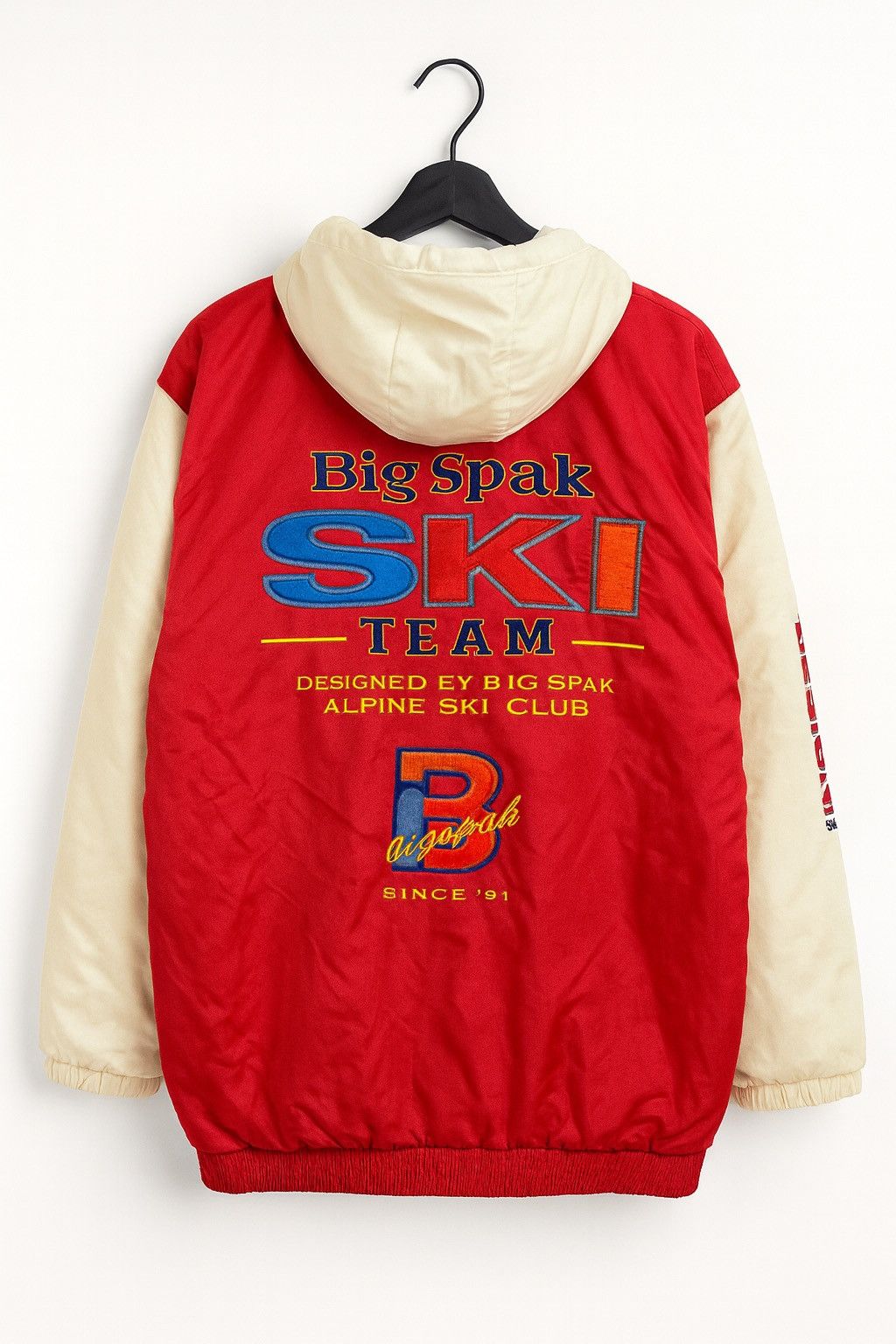 Vintage Vintage 1980s Big Spak Ski Team Jacket –Two-Tone Red & Cream Size US L / EU 52-54 / 3 - 2 Thumbnail