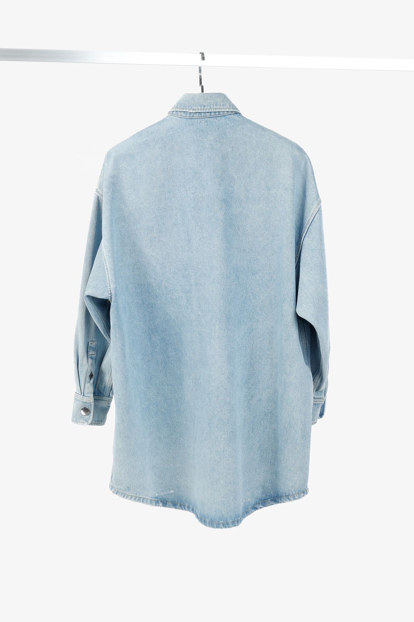 Prada Prada Bleu Distressed Oversized Organic Denim Shirt Size XS / US 0-2 / IT 36-38 - 2 Thumbnail