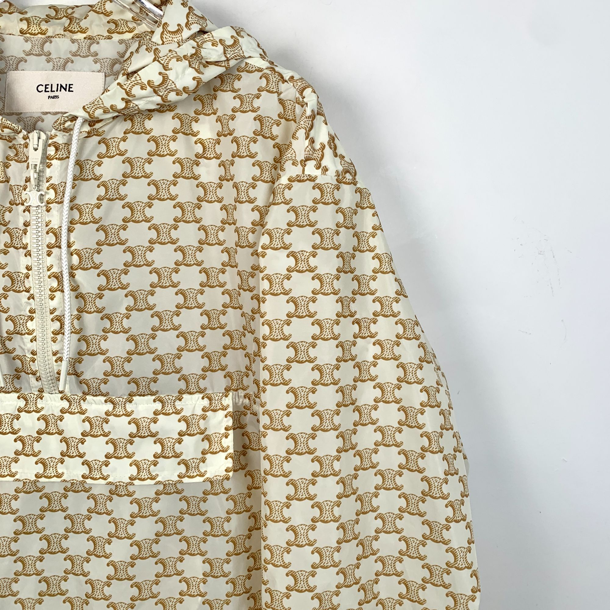 Celine Celine Beige & Gold Triomphe Monogram Hooded Jacket Size S / US 4 / IT 40 - 3 Thumbnail