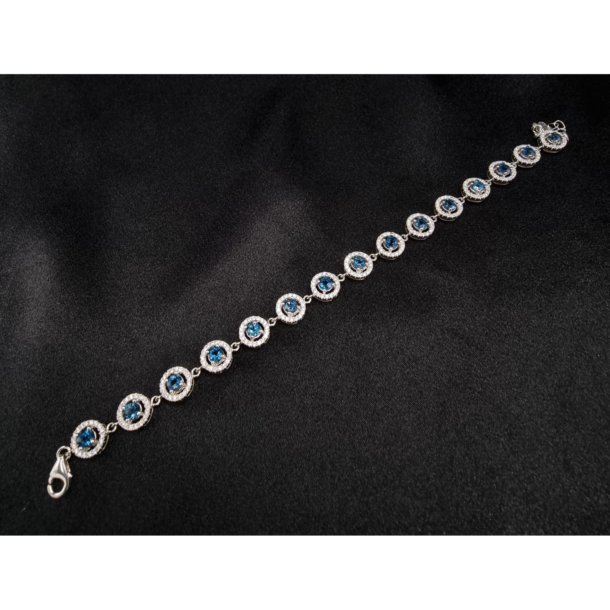 Vintage Rare Find 925 Sterling Silver Bracelet With Blue Stones Size ONE SIZE - 4 Thumbnail