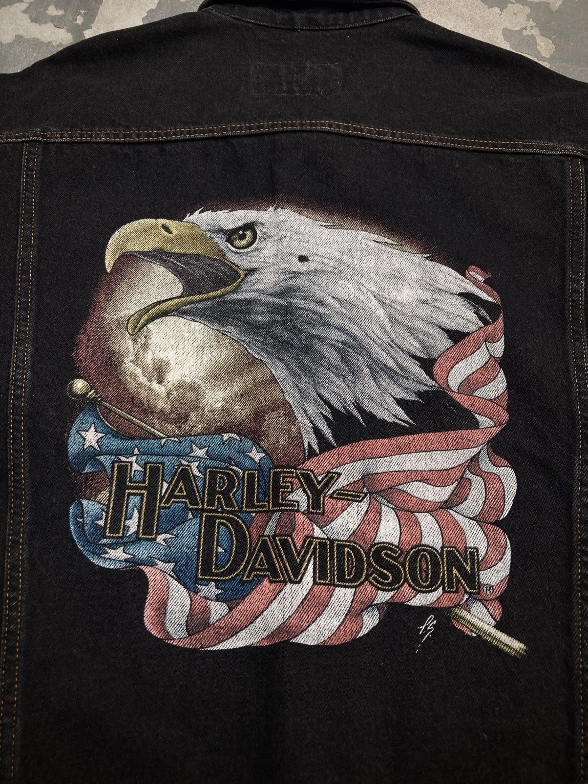 Harley Davidson Vintage Harley Davidson Denim Trucker Jacket Size US XL / EU 56 / 4 - 12 Thumbnail