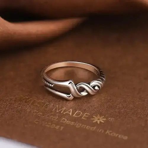 VIBE Original 925 Sterling Silver Cross Line Rings Size ONE SIZE - 1 Thumbnail