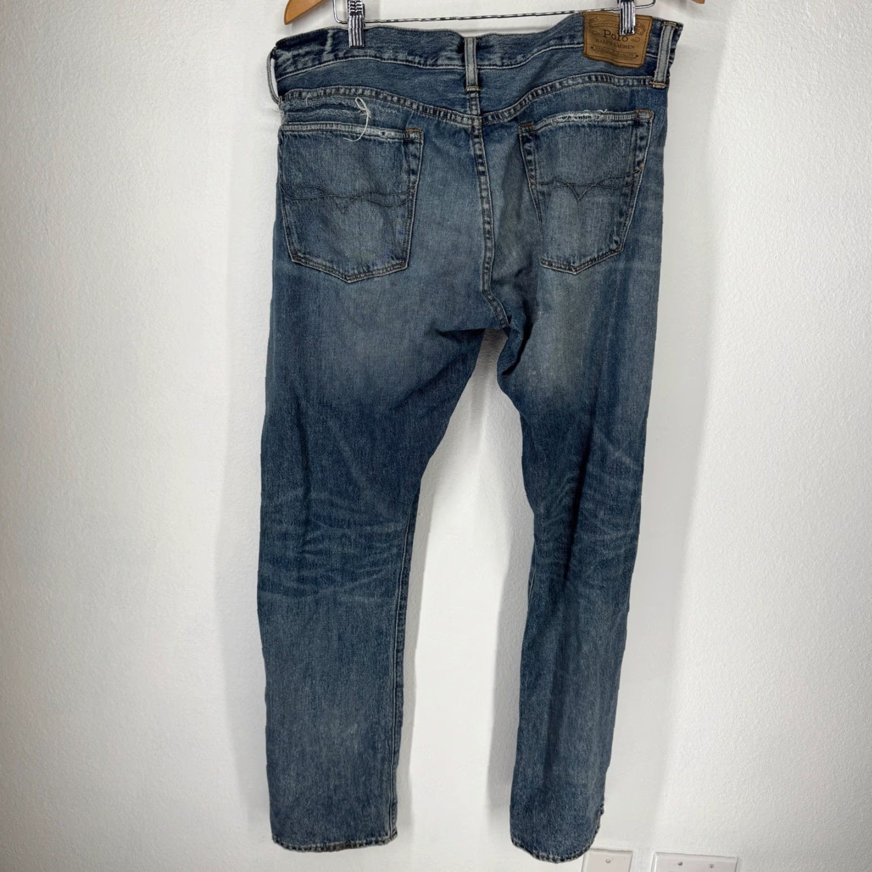 Polo Ralph Lauren Mens Distressed Varick Slim Straight Jeans 34x32 Patchwork