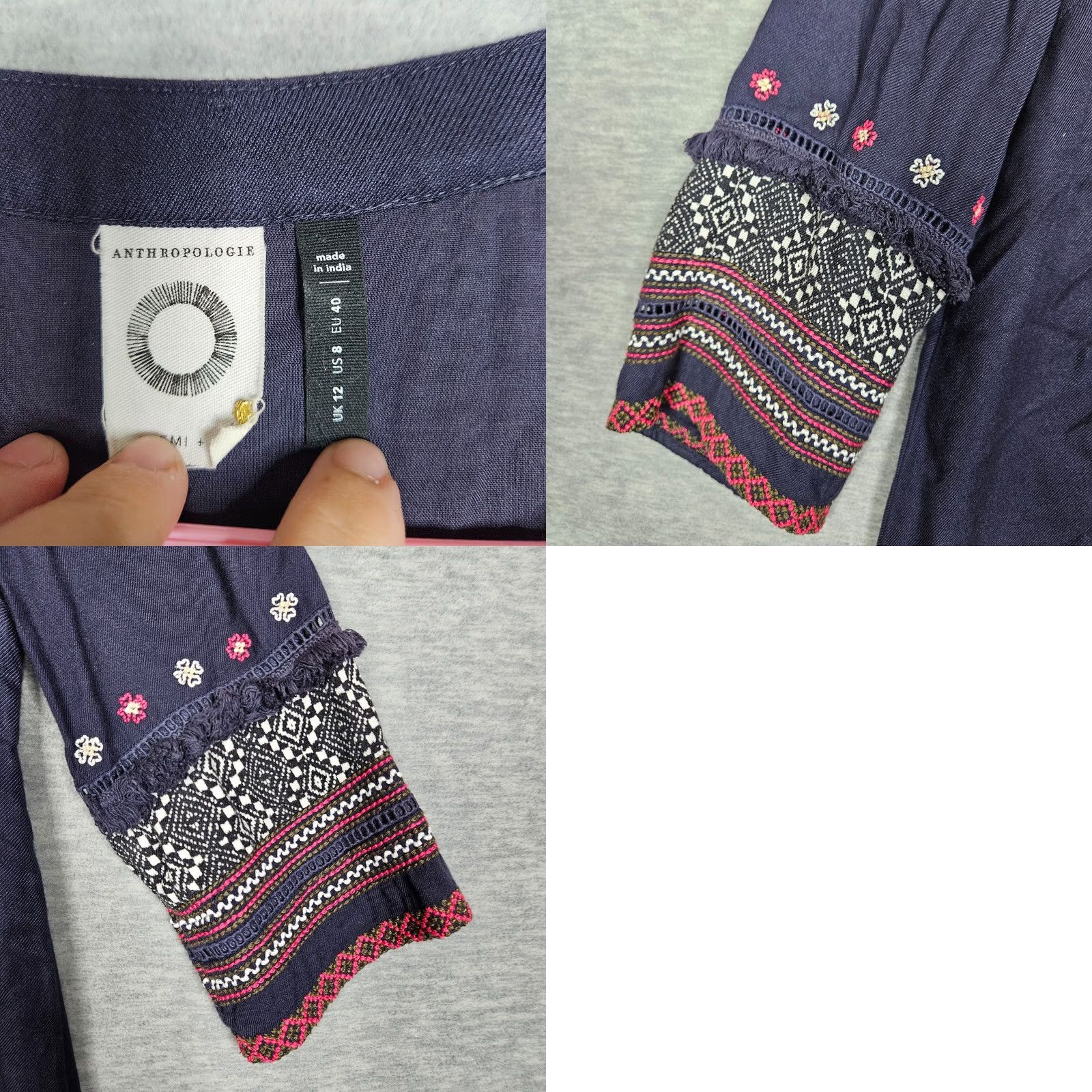 Anthropologie Anthropologie Akemi + Kin Size 8 Women's Blue Embroidered Tunic Shift Dress Size M / US 6-8 / IT 42-44 - 8 Thumbnail
