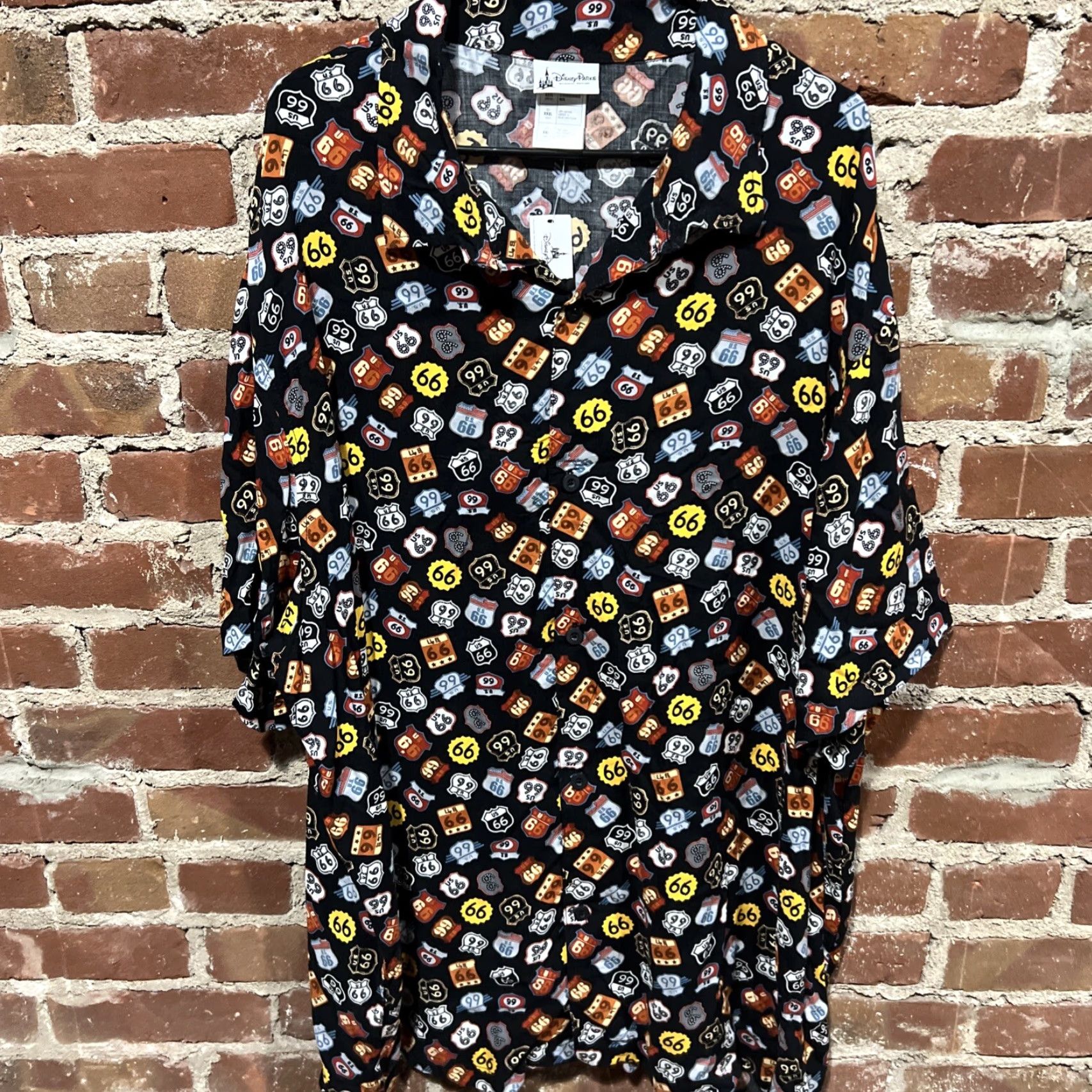 Disney Disney Parks Button-Up Shirt Route 66 Cars All Over Print 2XL XXL NWT Black Men Shirt Short Sleeve Button-Up Rayon Cars Theme NWT Size US XXL / EU 58 / 5 - 2 Thumbnail