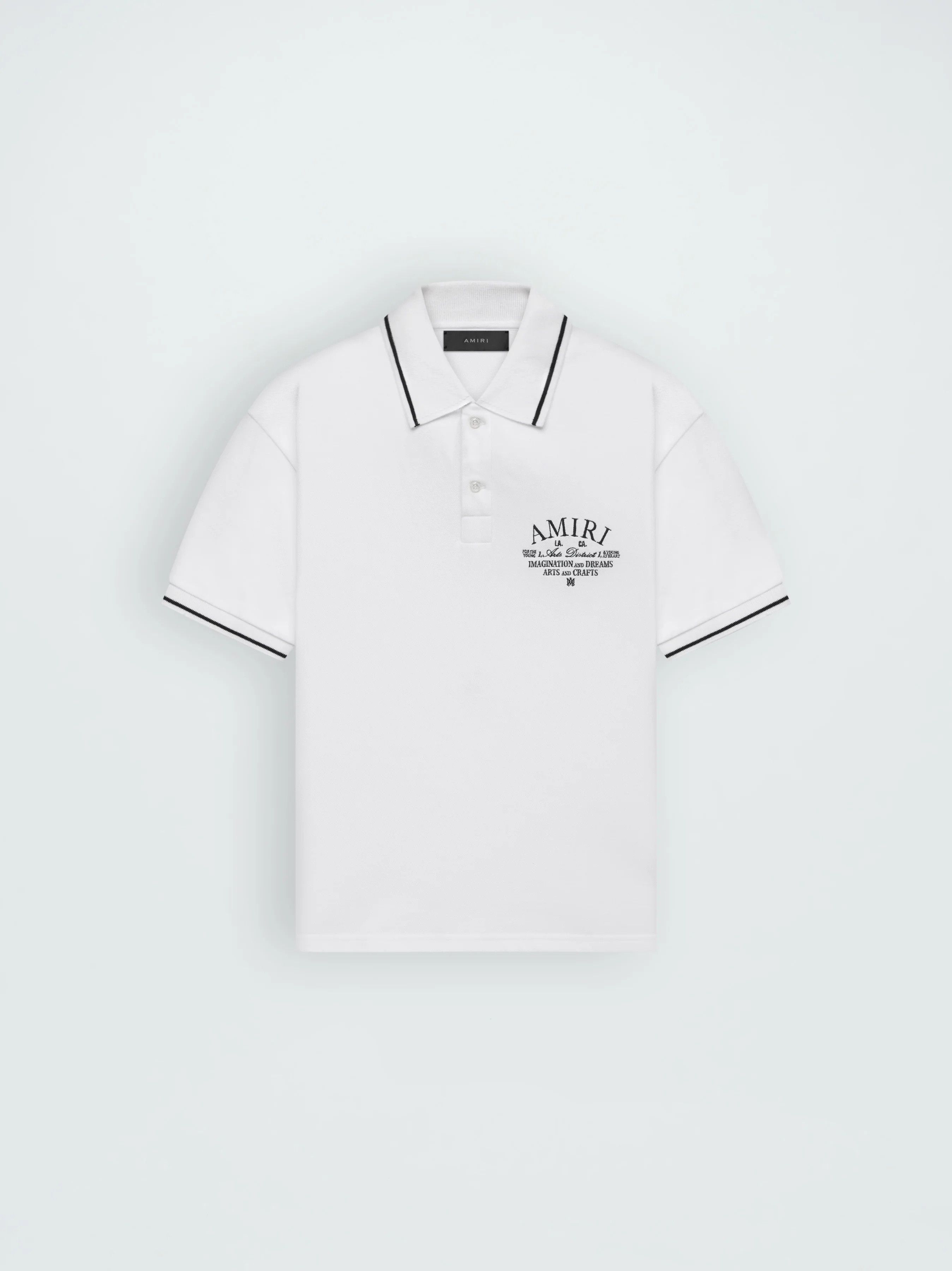 Amiri o1s1wg110825 Arts District Pique Polo Shirt in White Size US S / EU 44-46 / 1 - 1 Thumbnail