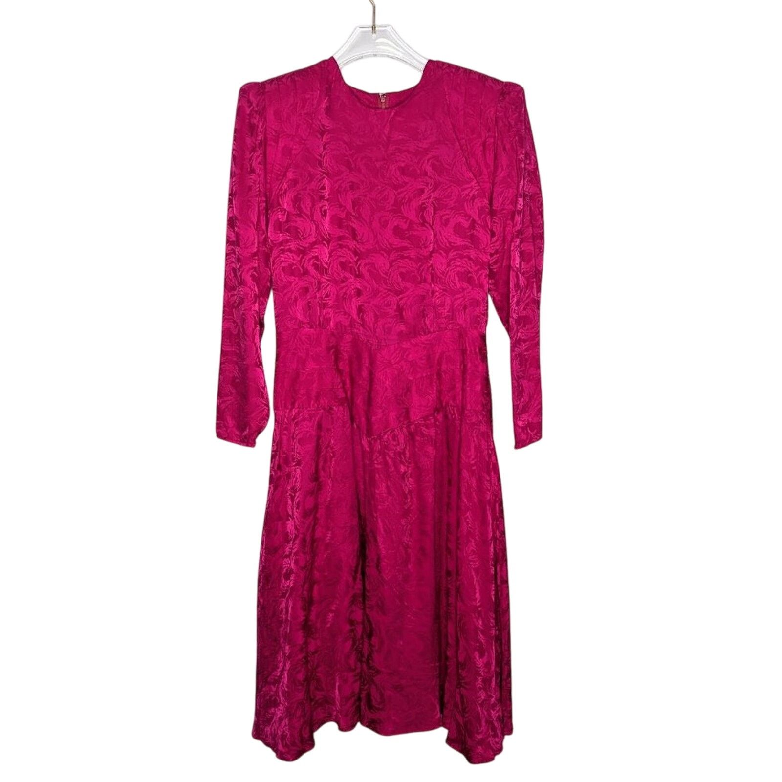 Vintage Argenti Vintage 80's Bright Pink Silk Dress Long Sleeve Size M / US 6-8 / IT 42-44 - 1 Thumbnail