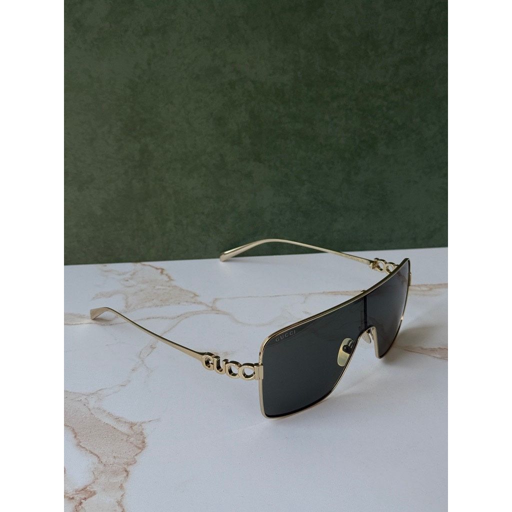 Gucci NEW Gucci GG1936S Gold Mask Grey Lens Sunglasses $710 Size ONE SIZE - 3 Thumbnail