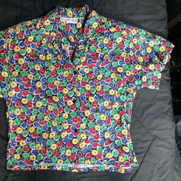 Other Vintage Pia Rucci Abstract Donut Rings Silk Button Shirt Size M / US 6-8 / IT 42-44 - 3 Thumbnail