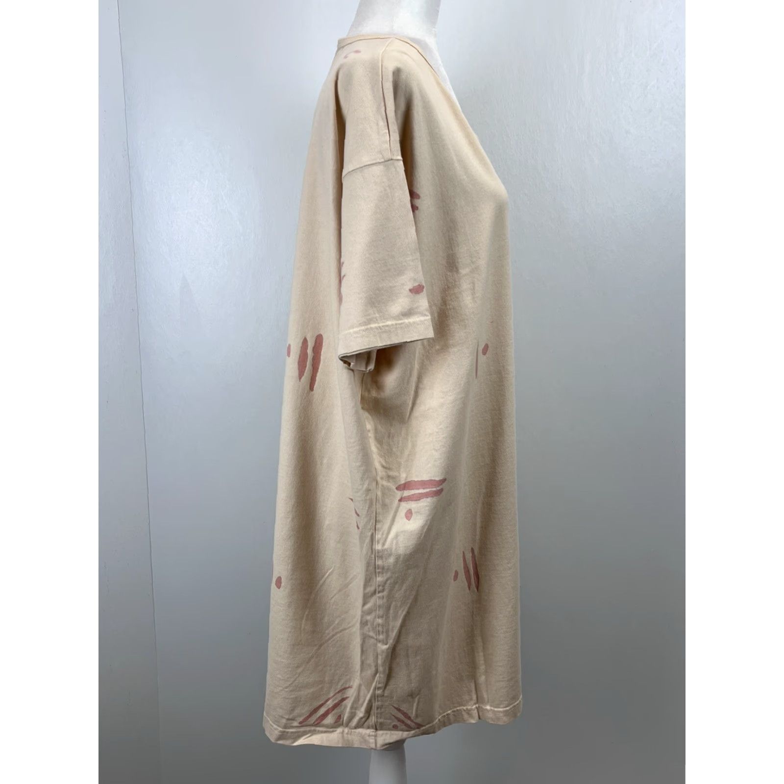 CO Hillfolk. co Tshirt Dress Hand Dyed Womens Artsy Lagenlook Minimalist Tan Peach Pink Cotton One Size Bohemian Size ONE SIZE - 5 Thumbnail