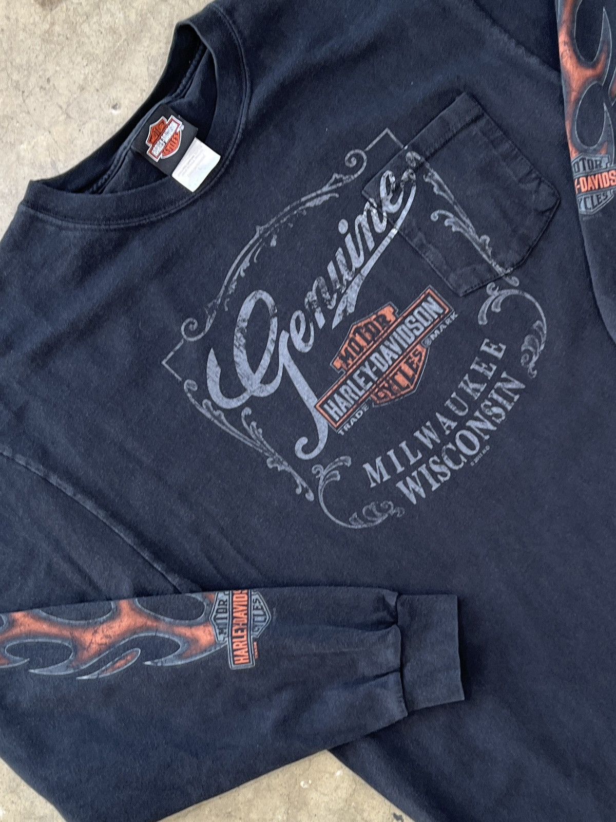 Harley Davidson Vintage Harley Davidson Long Sleeve Flame Motorcycle Large Size US L / EU 52-54 / 3 - 1 Thumbnail