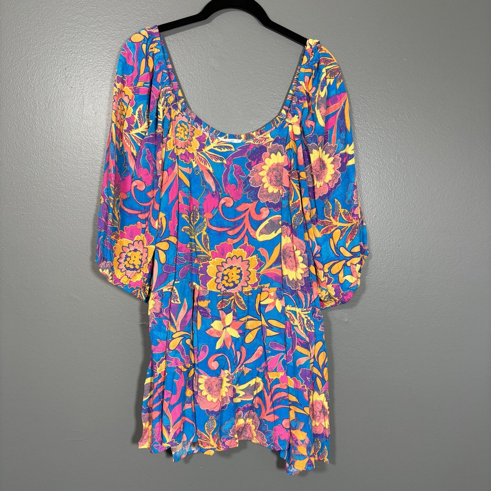 Other Terra & Sky NWT Blue Floral Boho Peasant Top - Size 4X Size 4XL / US 24-26 - 1 Thumbnail