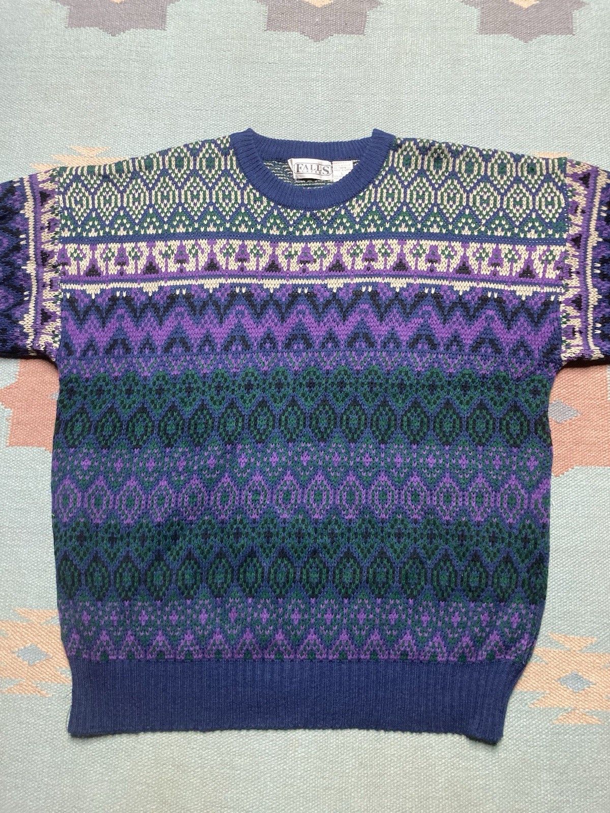 Vintage Acrylic knit sweater falls creek Icelandic Nordic adul large Size US L / EU 52-54 / 3 - 2 Thumbnail