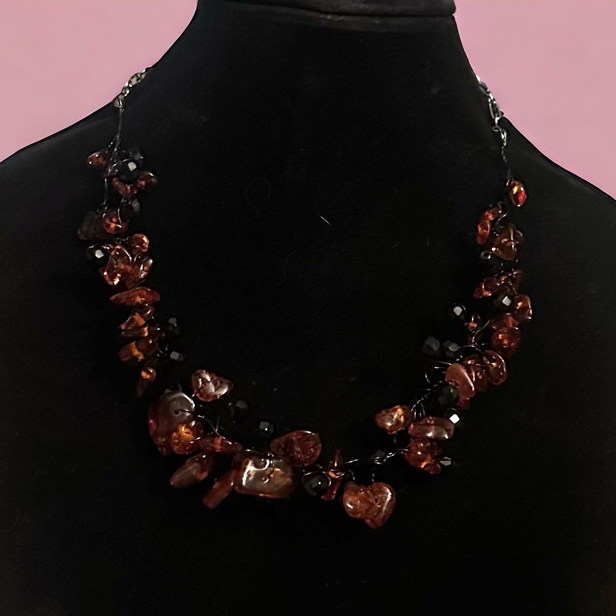 Other Amber and black cluster bead necklace Size ONE SIZE - 1 Thumbnail