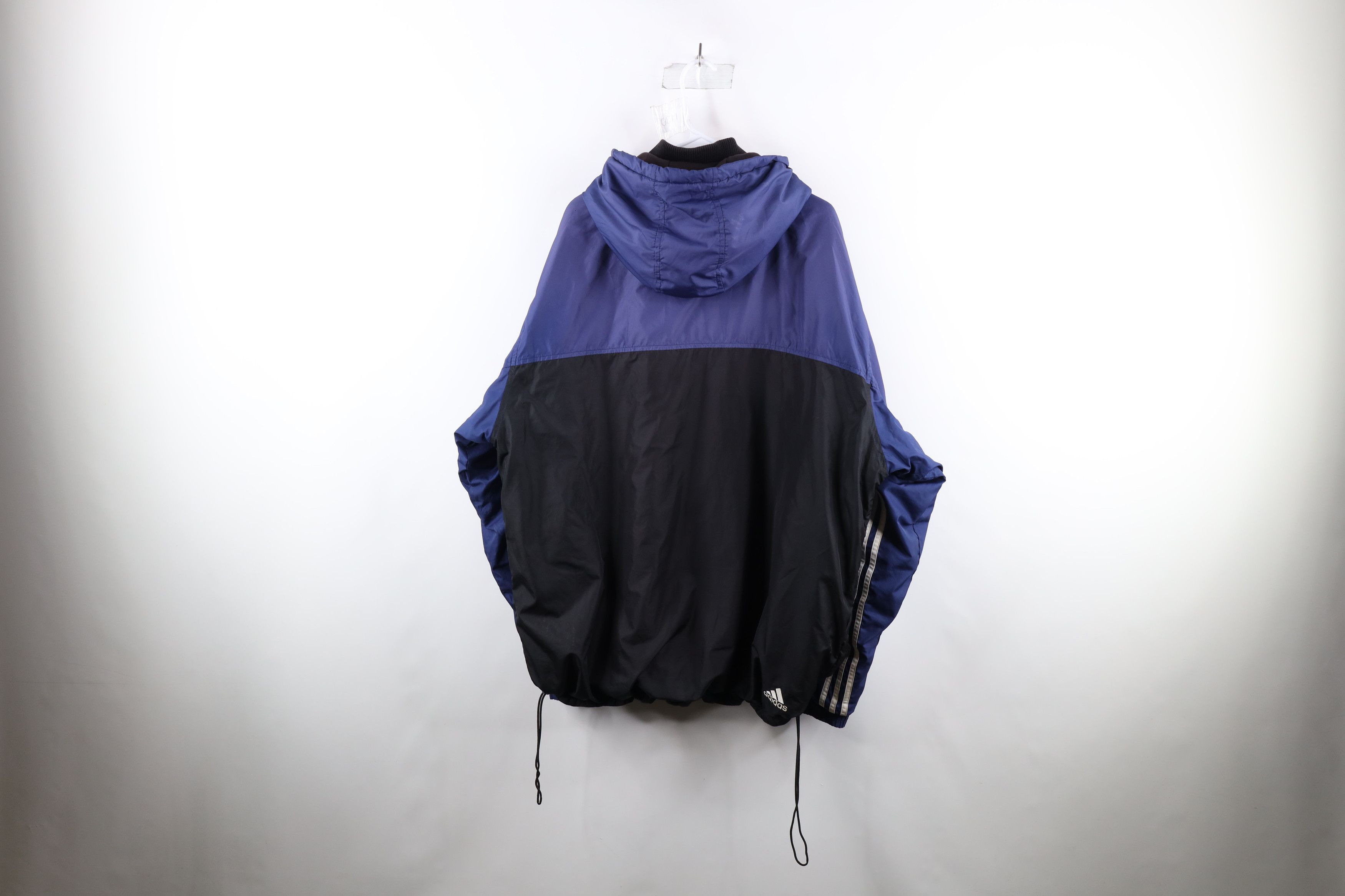 Adidas × Vintage Vintage Adidas Striped Spell Out Hooded Puffer Jacket Size US XXL / EU 58 / 5 - 15 Thumbnail