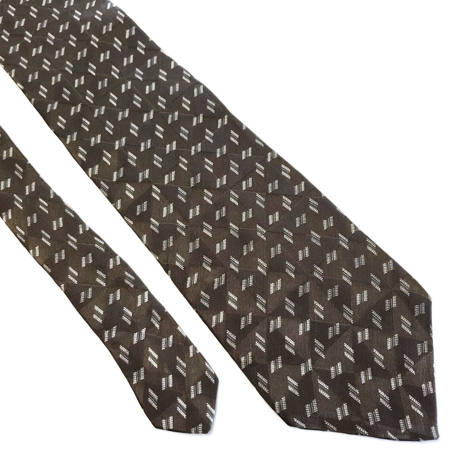 Liz Claiborne Claiborne Green Short Wide Print Geometric Silk Tie Size ONE SIZE - 1 Thumbnail