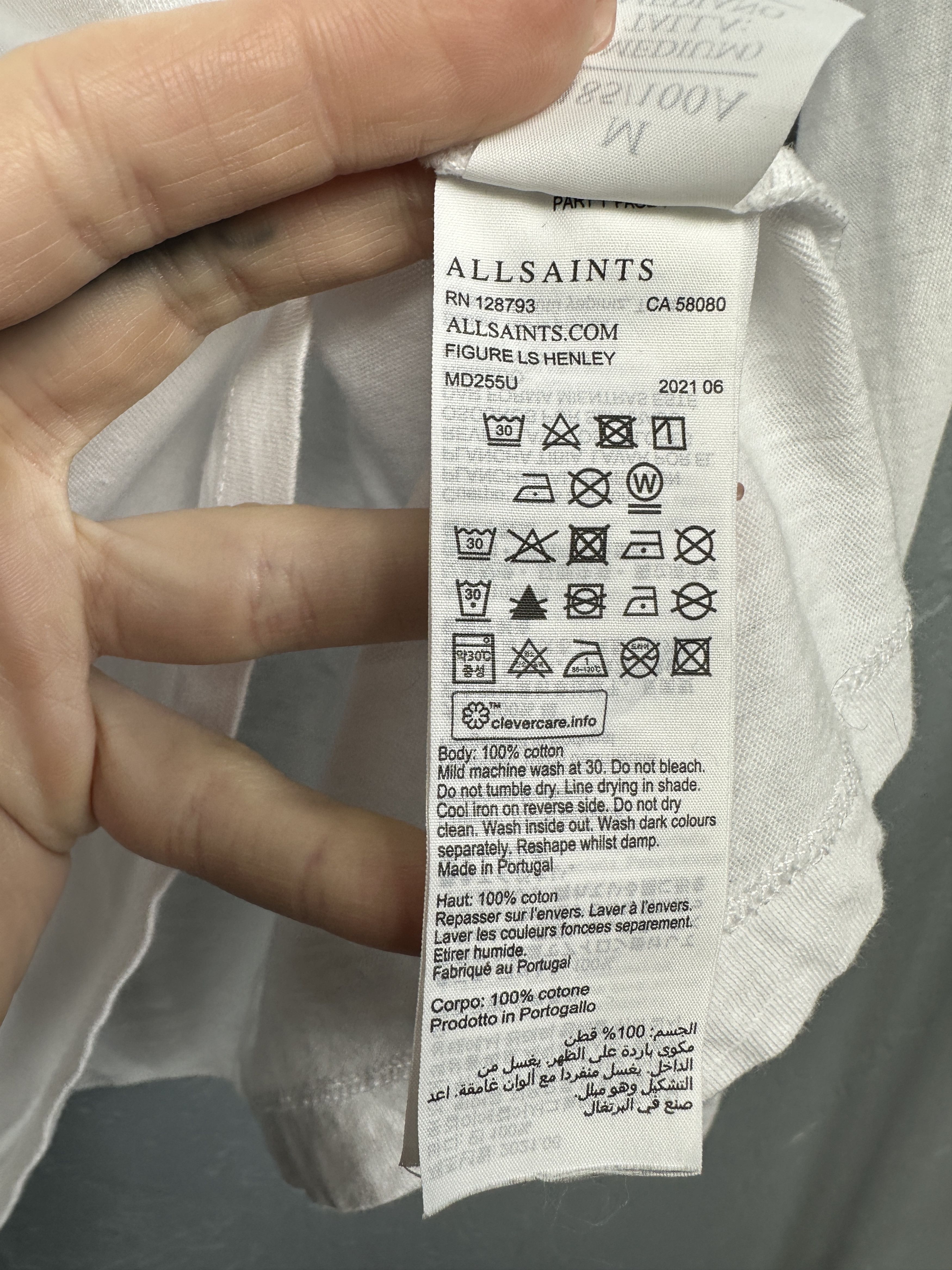 Allsaints Allsaints Mens Figure Long Sleeve Henley T-Shirt Size US M / EU 48-50 / 2 - 4 Thumbnail