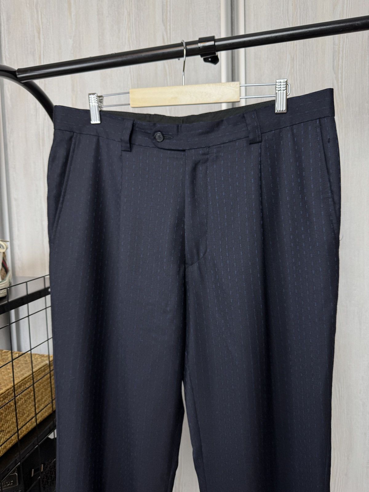 Versace Versace Classic blue wool striped classic casual wide pants Size US 36 / EU 52 - 5 Thumbnail