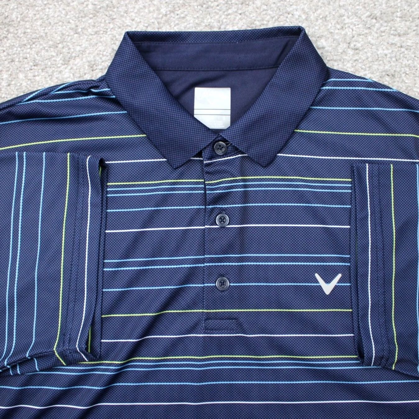 Callaway Callaway Polo Shirt Mens Large Blue Striped Opti-Dri Golf Polyester Short Sleeve Size US L / EU 52-54 / 3 - 2 Thumbnail