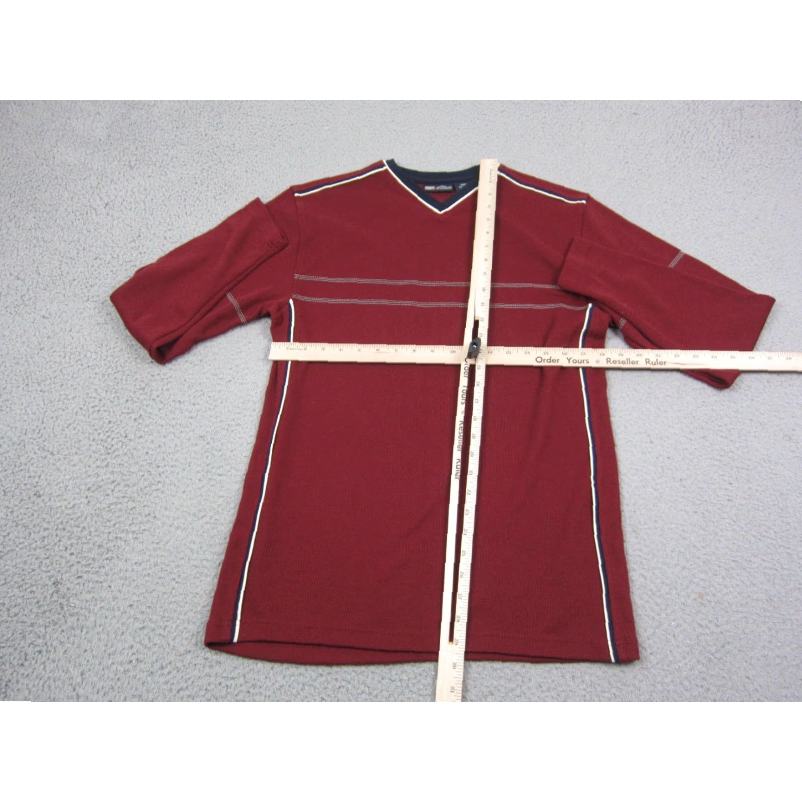 Faded Glory VINTAGE Faded Glory Shirt Mens S Red Knit V-Neck Striped Long Sleeve Thermal Shirt Size US S / EU 44-46 / 1 - 5 Thumbnail