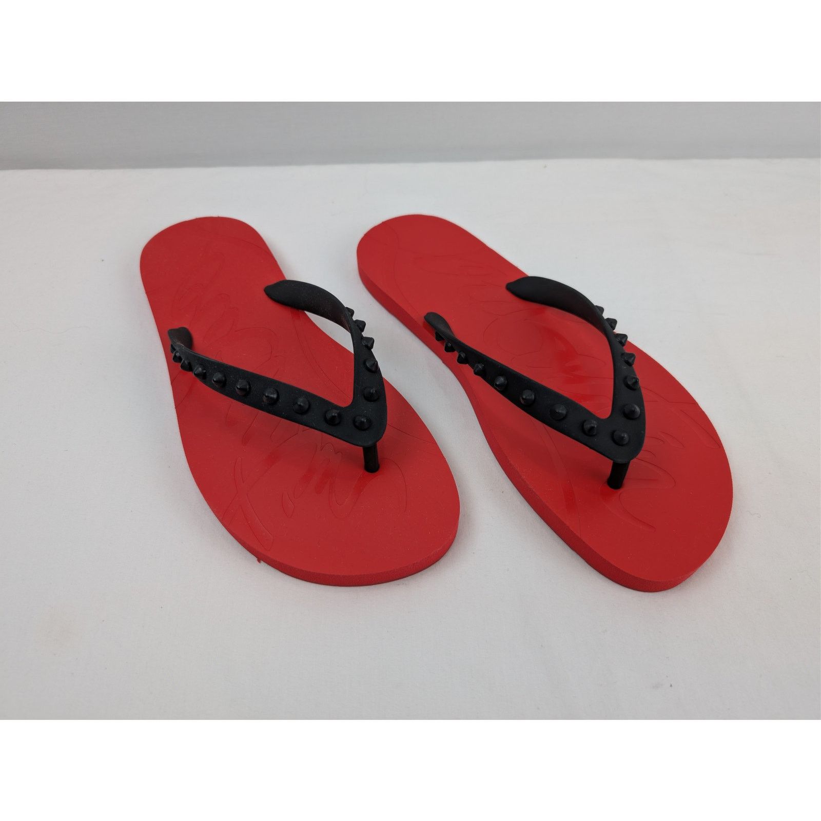 Christian Louboutin o1rshd1 Loubi Flip Donna Flat Slipper in Black/Loubi Size US 12 / IT 42 - 6 Thumbnail
