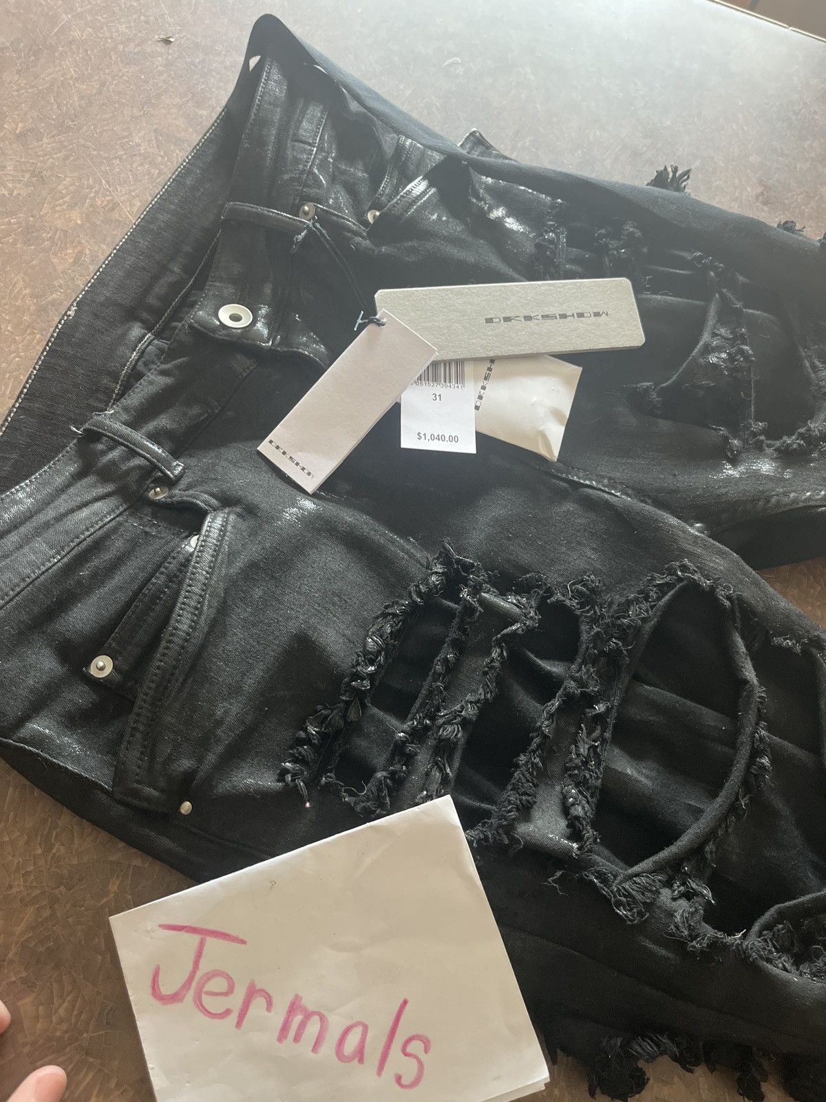 Rick Owens × Rick Owens Drkshdw RICK OWENS WAX DENIM SLASHED Size US 31 - 2 Thumbnail
