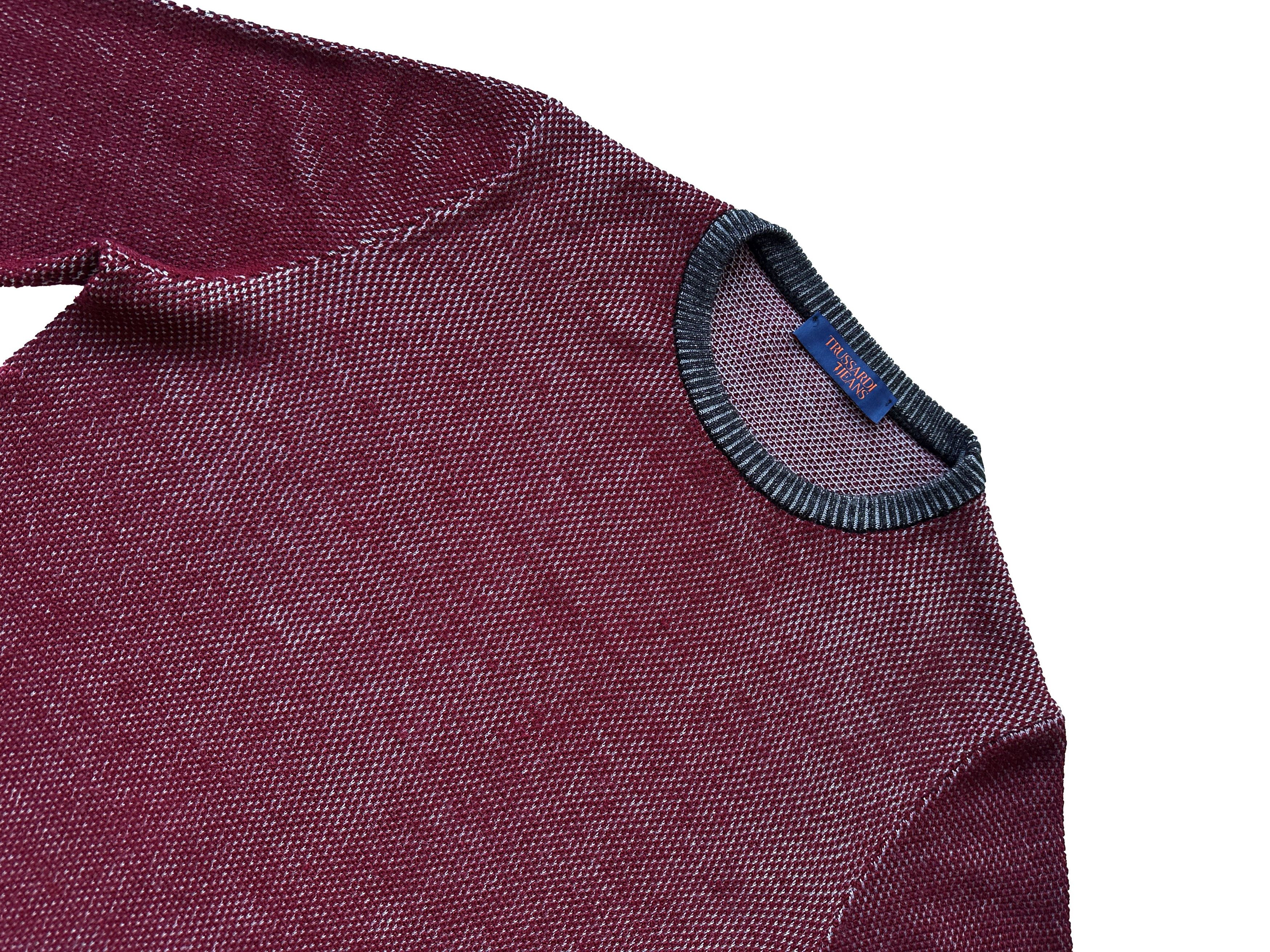 Trussardi Trussardi Jeans wool textured burgundy sweater Size US L / EU 52-54 / 3 - 5 Thumbnail