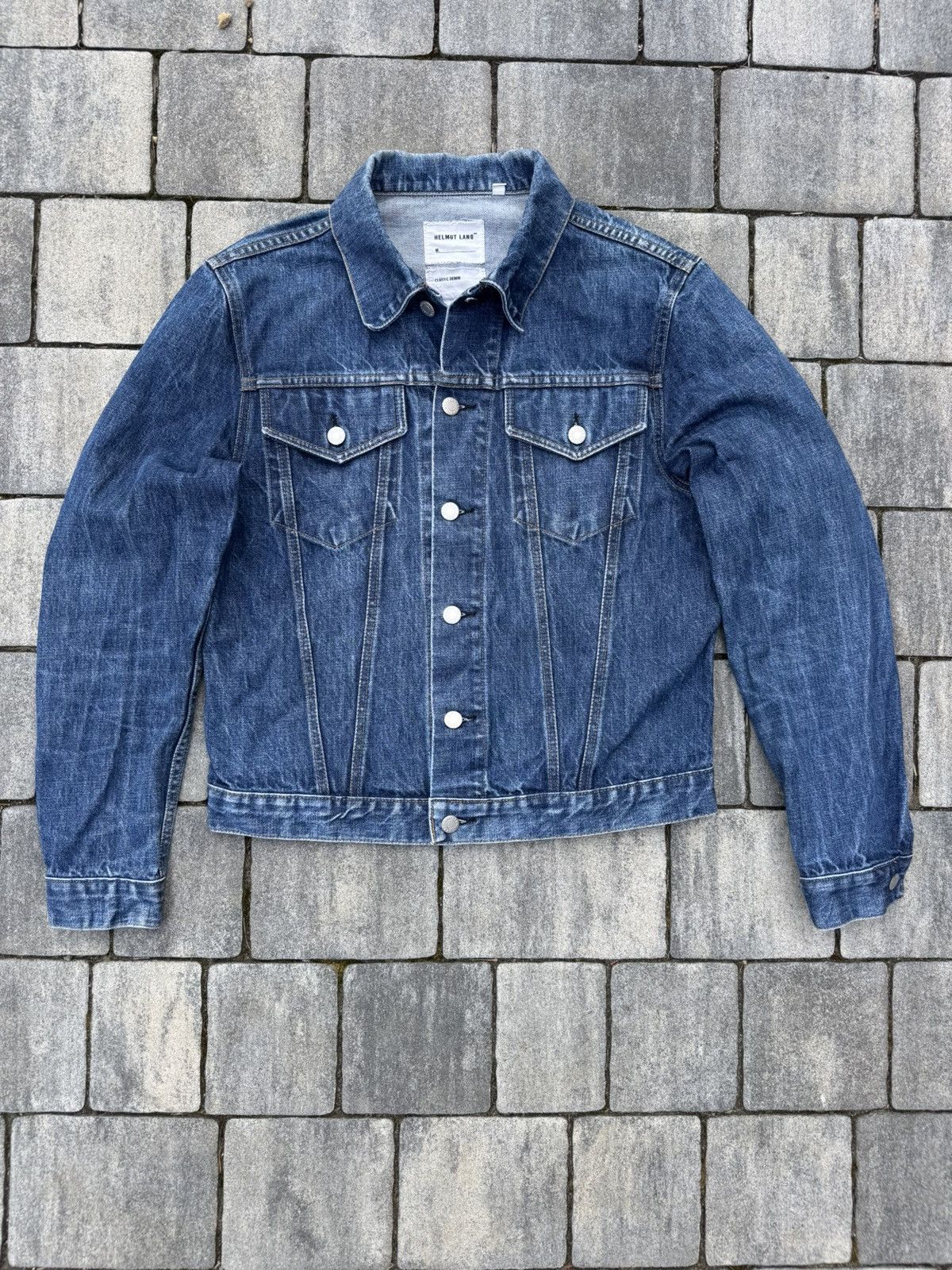 Helmut Lang Helmut Lang ss2003 leather sleeve denim jacket | Grailed