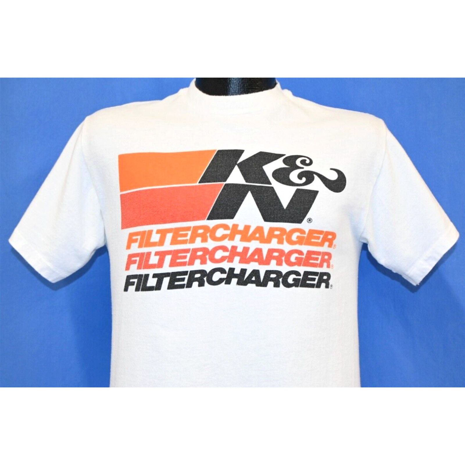 image of Vintage 80's K&n Engineering Inc. Air Filter Charger Manufacture Co. T-Shirt M in White (Size Mediu