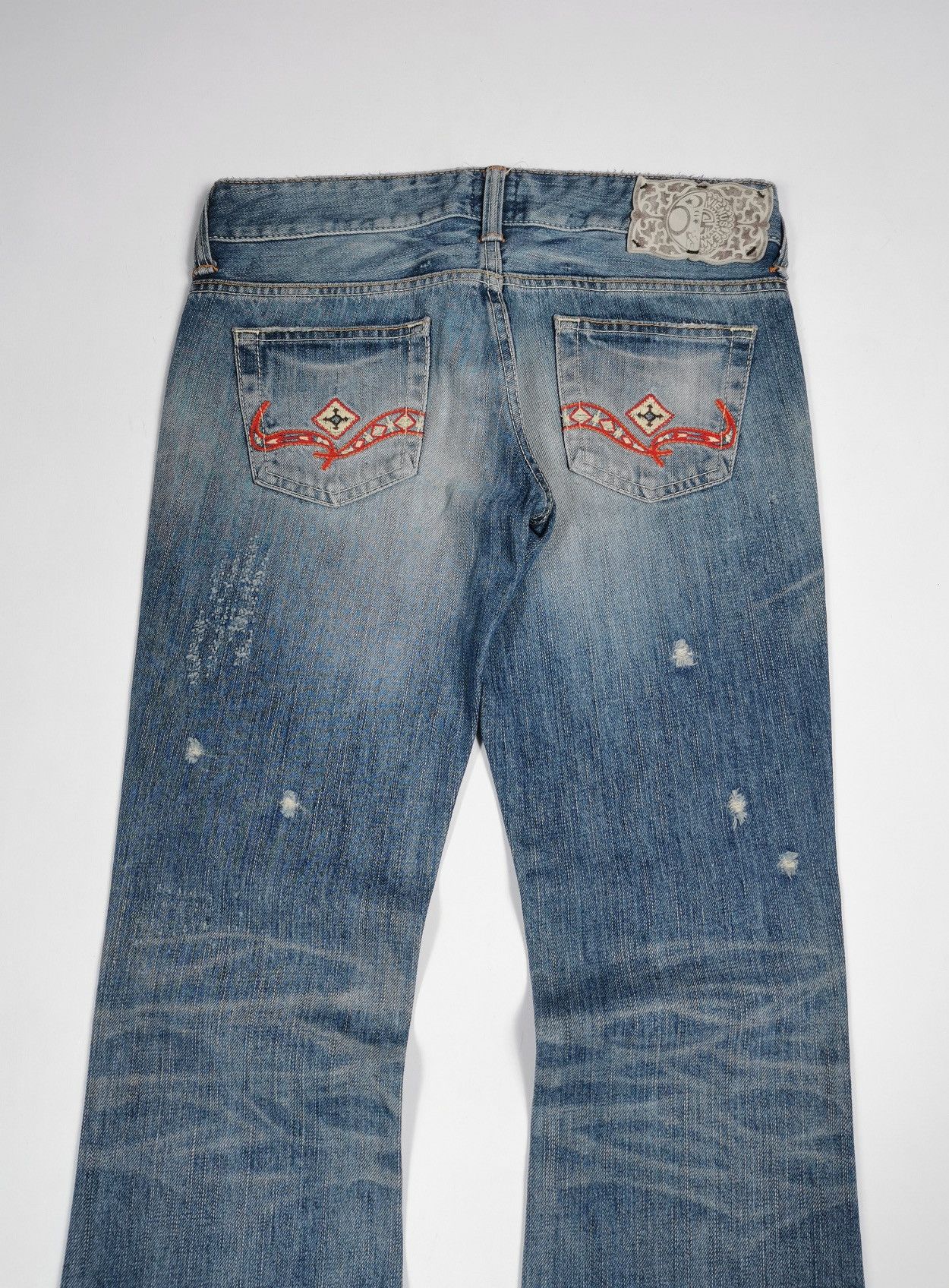 Edwin Flare Bootcut Edwin Something Vienus Distressed Jeans Size 30" / US 8 / IT 44 - 6 Thumbnail