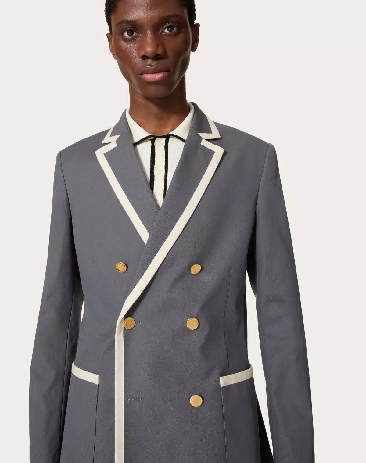 oc11z0725 Double Breasted Jacket in Slate Grey