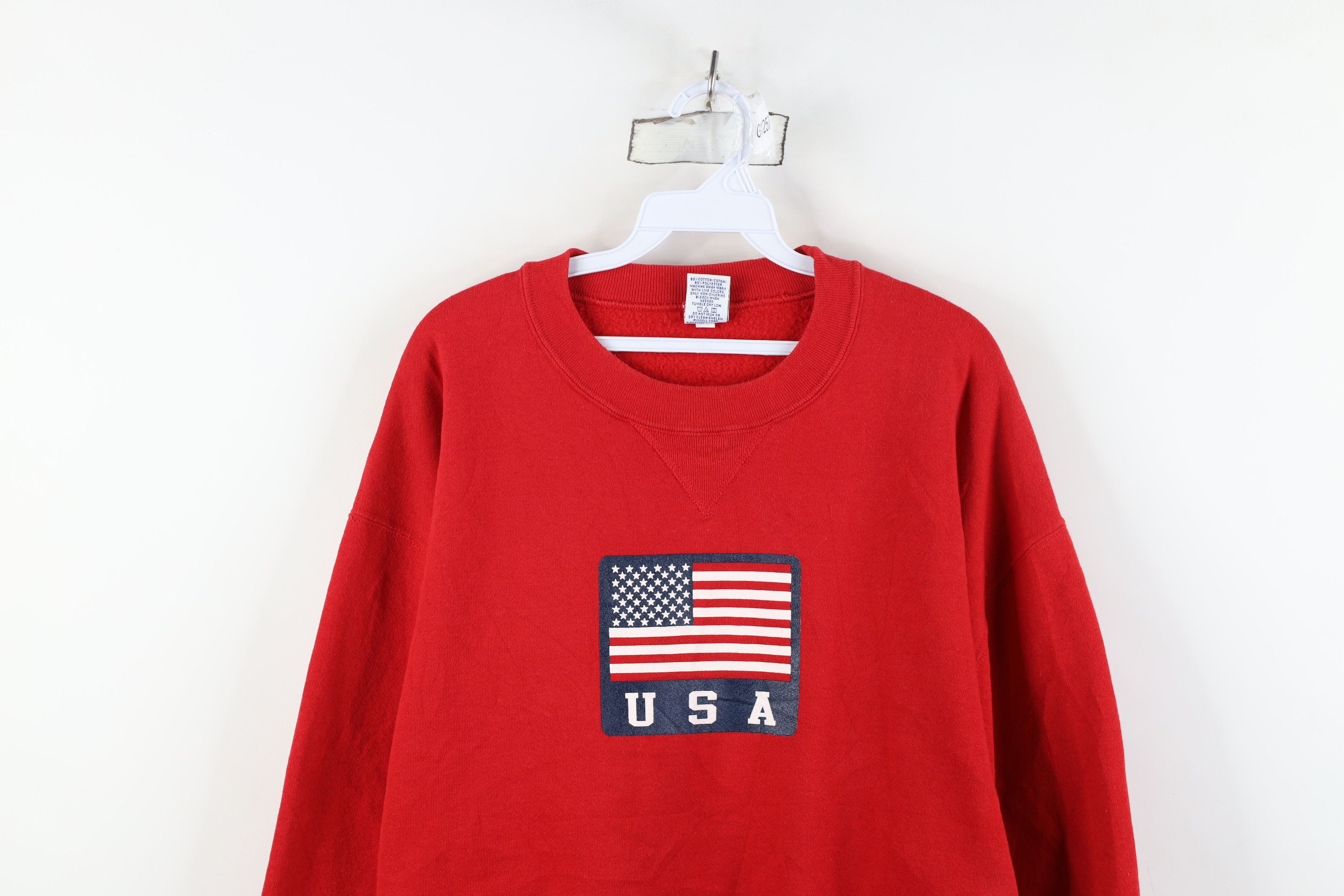 Russell Athletic Vintage 90s Russell Athletic Spell USA Flag Sweatshirt Red Size US L / EU 52-54 / 3 - 2 Thumbnail
