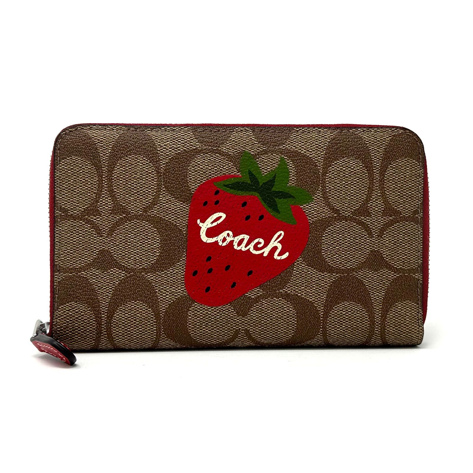 Coach Coach Medium Id Zip Wallet Signature Canvas Strawberry CH529 Size ONE SIZE - 1 Thumbnail