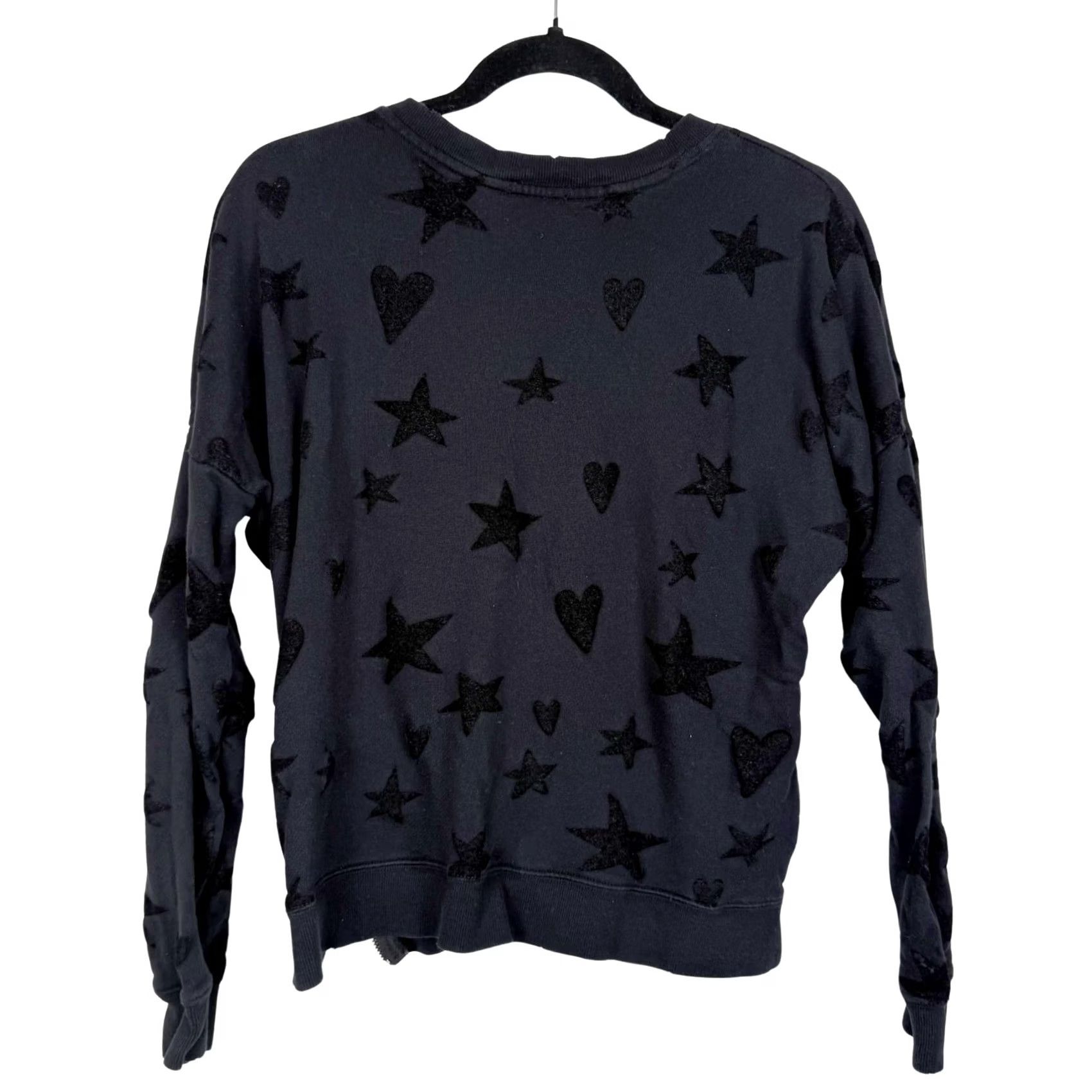 Rails Rails Black Marlo Sweatshirt Pullover Side Zip Velvet Hearts Stars Flocked M Women Size M Size M / US 6-8 / IT 42-44 - 4 Thumbnail