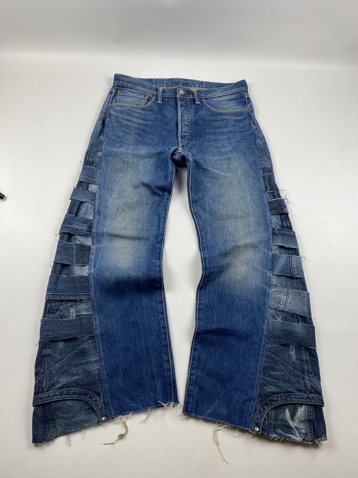 image of Archival Clothing x Vintage Jeans Dirty Pants Patchwork Crash Denim Thrashed Distressed in Blue (Si