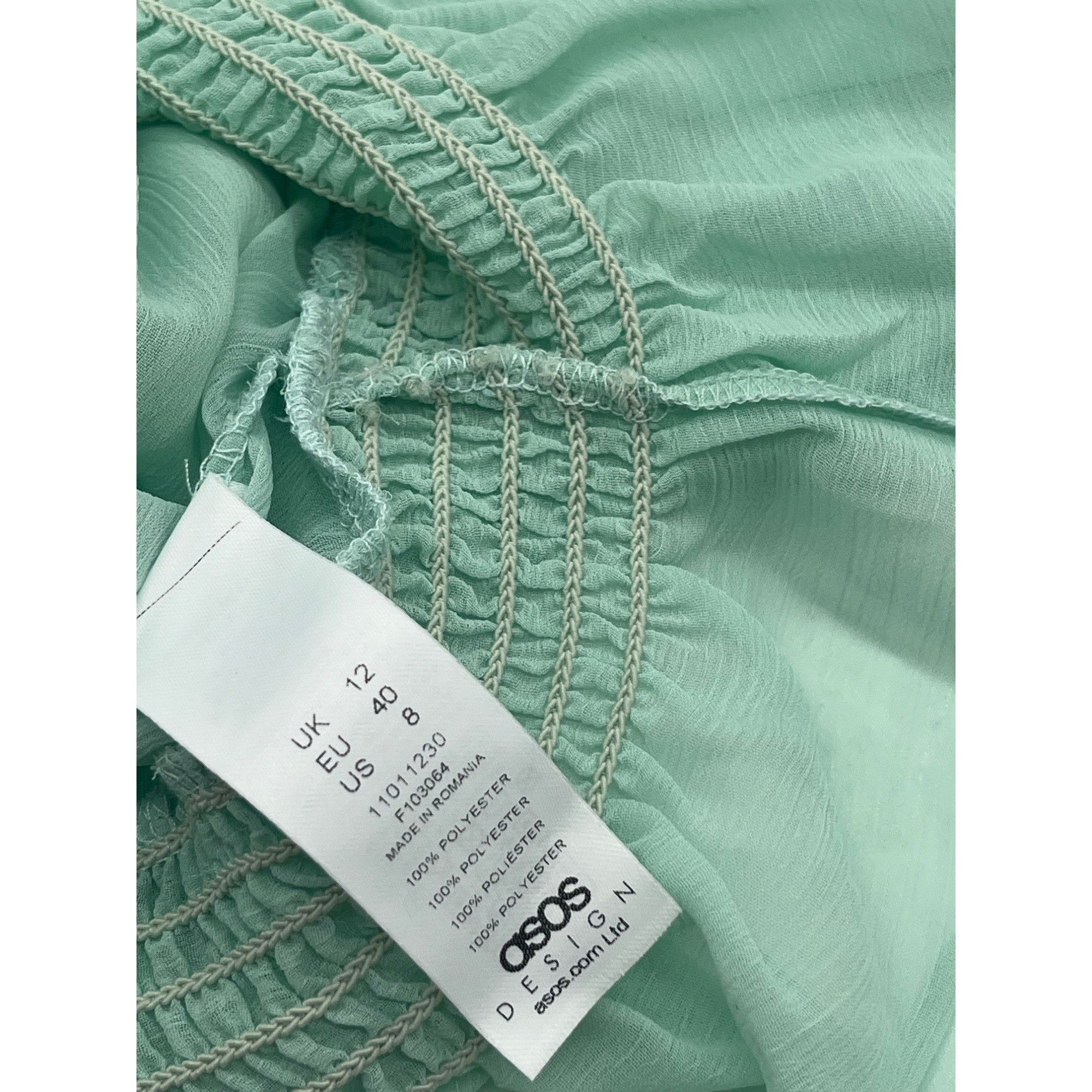 Other Asos Design Shirred Waist Sheer Long Sleeve Blouse, Mint gre Size XS / US 0-2 / IT 36-38 - 6 Thumbnail