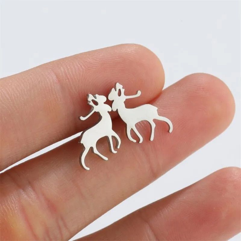 Jewelry Christmas Deer Stud Earrings Charm Earring Gift Size ONE SIZE - 1 Thumbnail