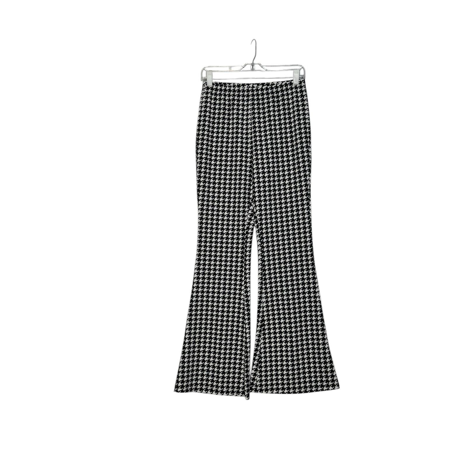 Shein SHEIN black white houndstooth flare pull on pants size M Size 28" / US 6 / IT 42 - 7 Thumbnail