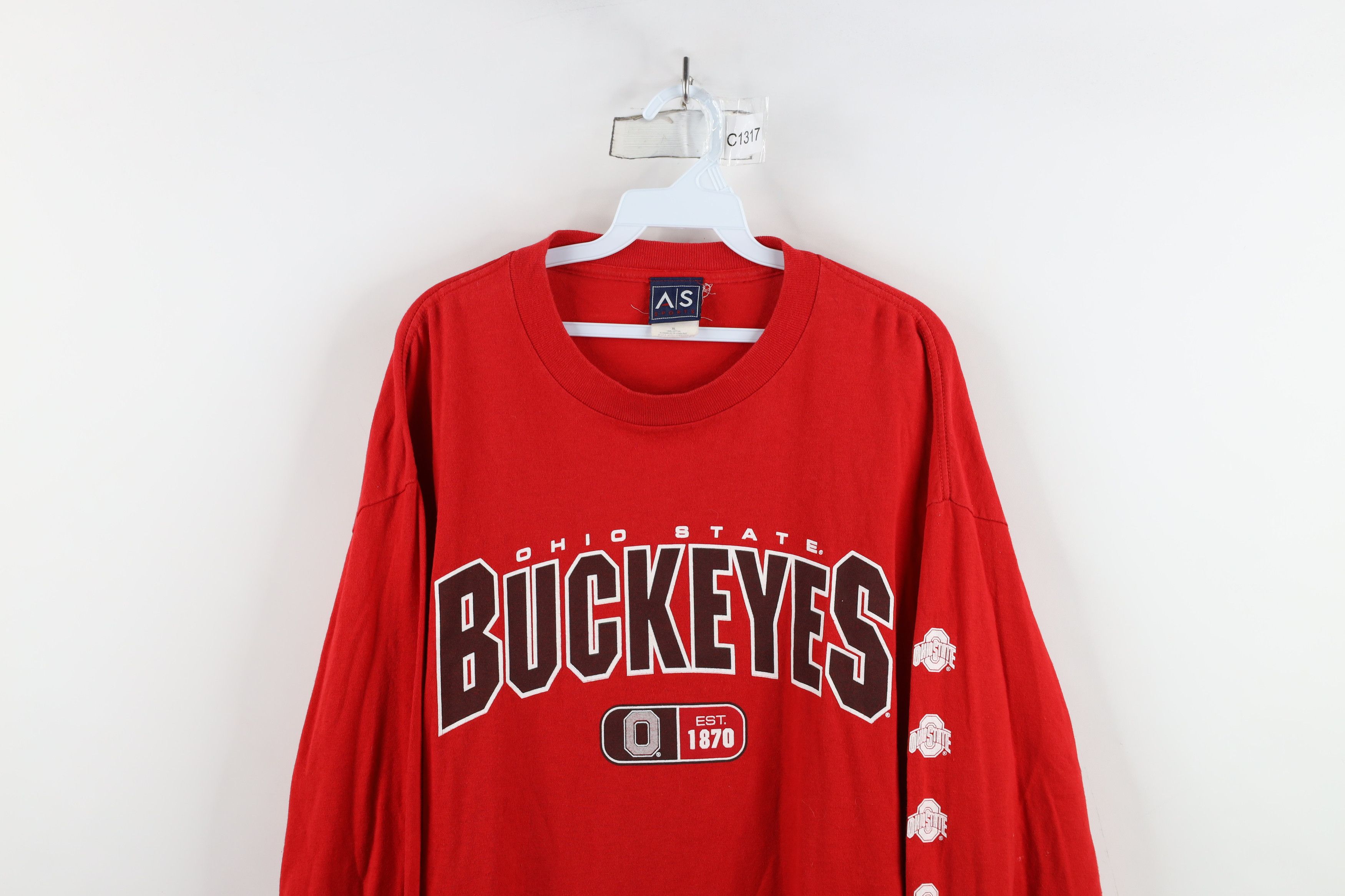 Vintage Vintage 90s Ohio State University Long Sleeve T-Shirt Red Size US XL / EU 56 / 4 - 2 Thumbnail