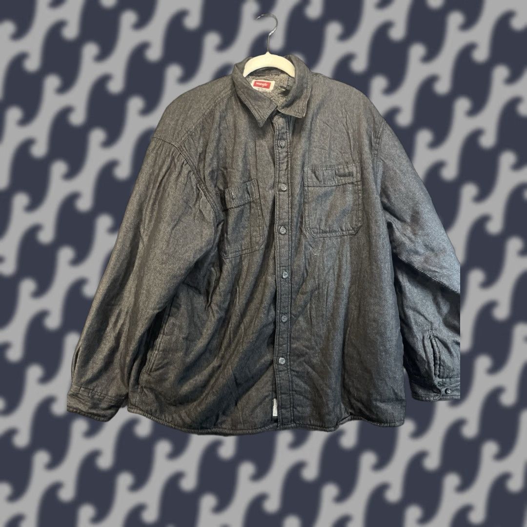 Wrangler Wrangler Denim Padded Jacket Overshirt Men's Large Black Outdoor Workwear Jacket Size US L / EU 52-54 / 3 - 1 Thumbnail