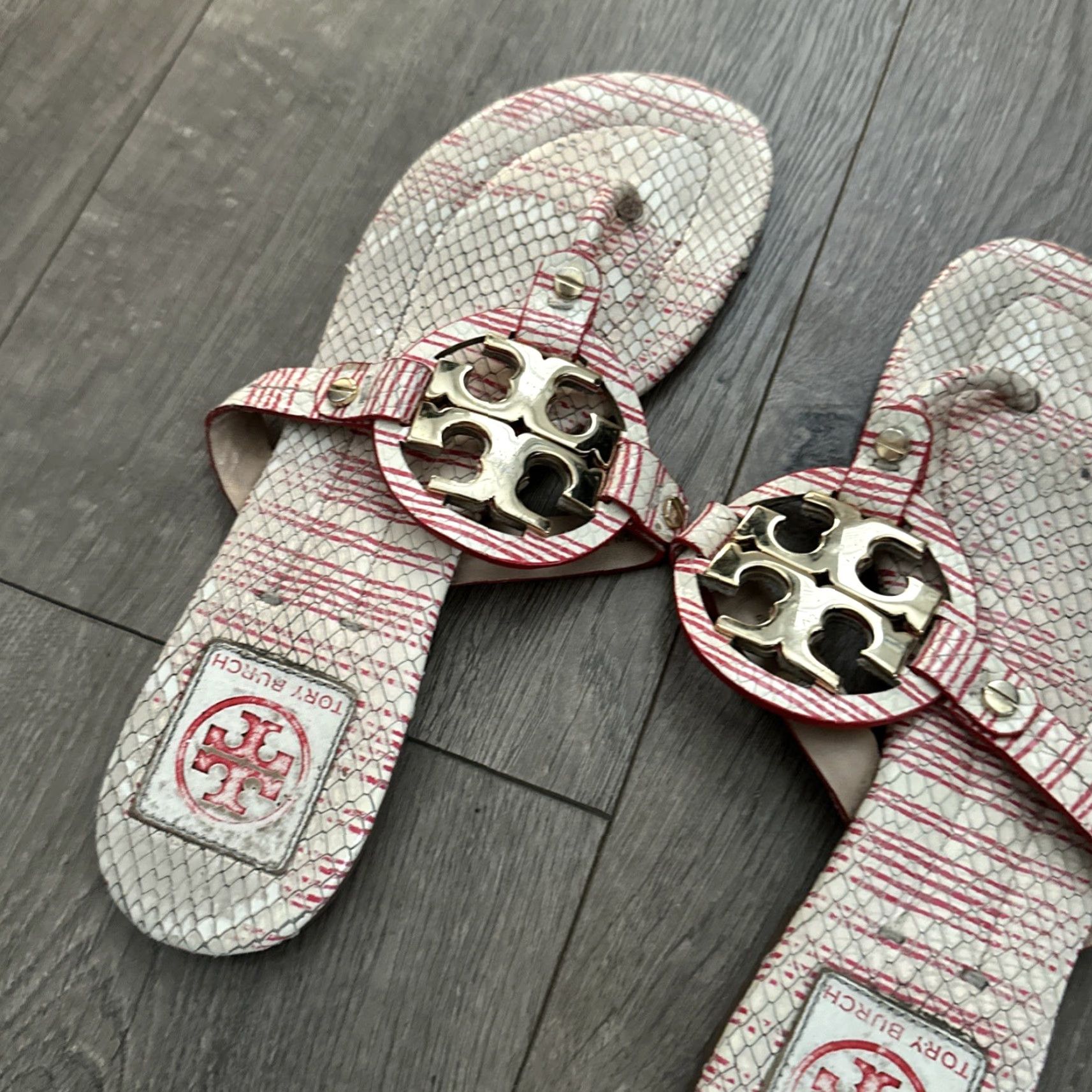 Tory Burch TORY BURCH Thong Sandal 8M Animal Print Brown Leather Logo Comfort Flat Womens Size US 8 / IT 38 - 5 Thumbnail