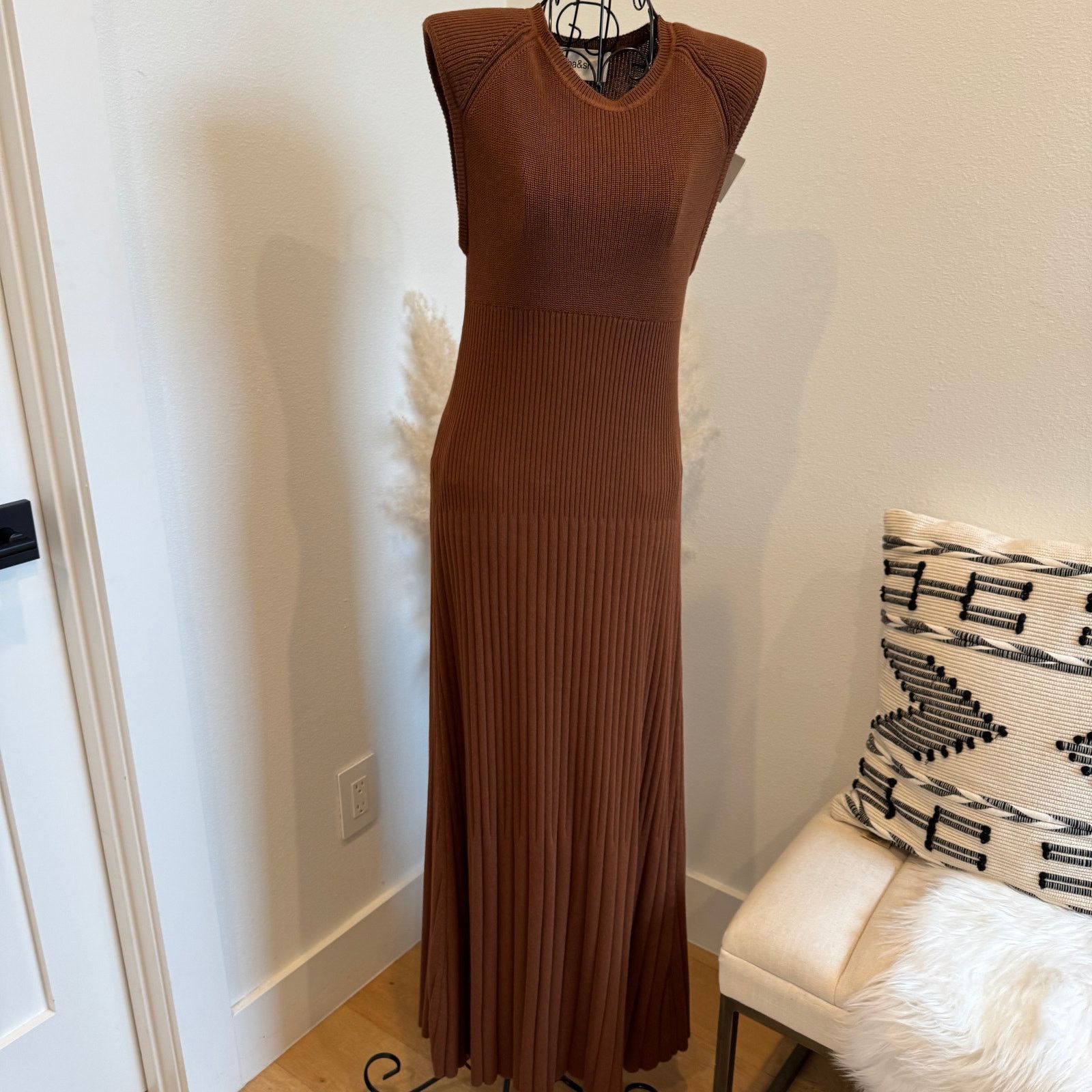 ba&sh BA&SH Essie Ribbed Knit Maxi Dress Bronze NWT Size 1-US4 Size S / US 4 / IT 40 - 2 Thumbnail