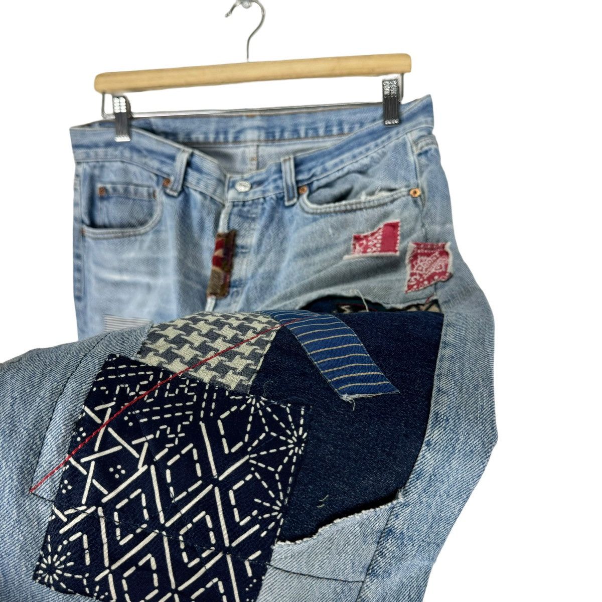 Levi's ☀️80s LEVI’S 501 PATCHWORK DENIM JEANS PANTS Size US 32 / EU 48 - 6 Thumbnail