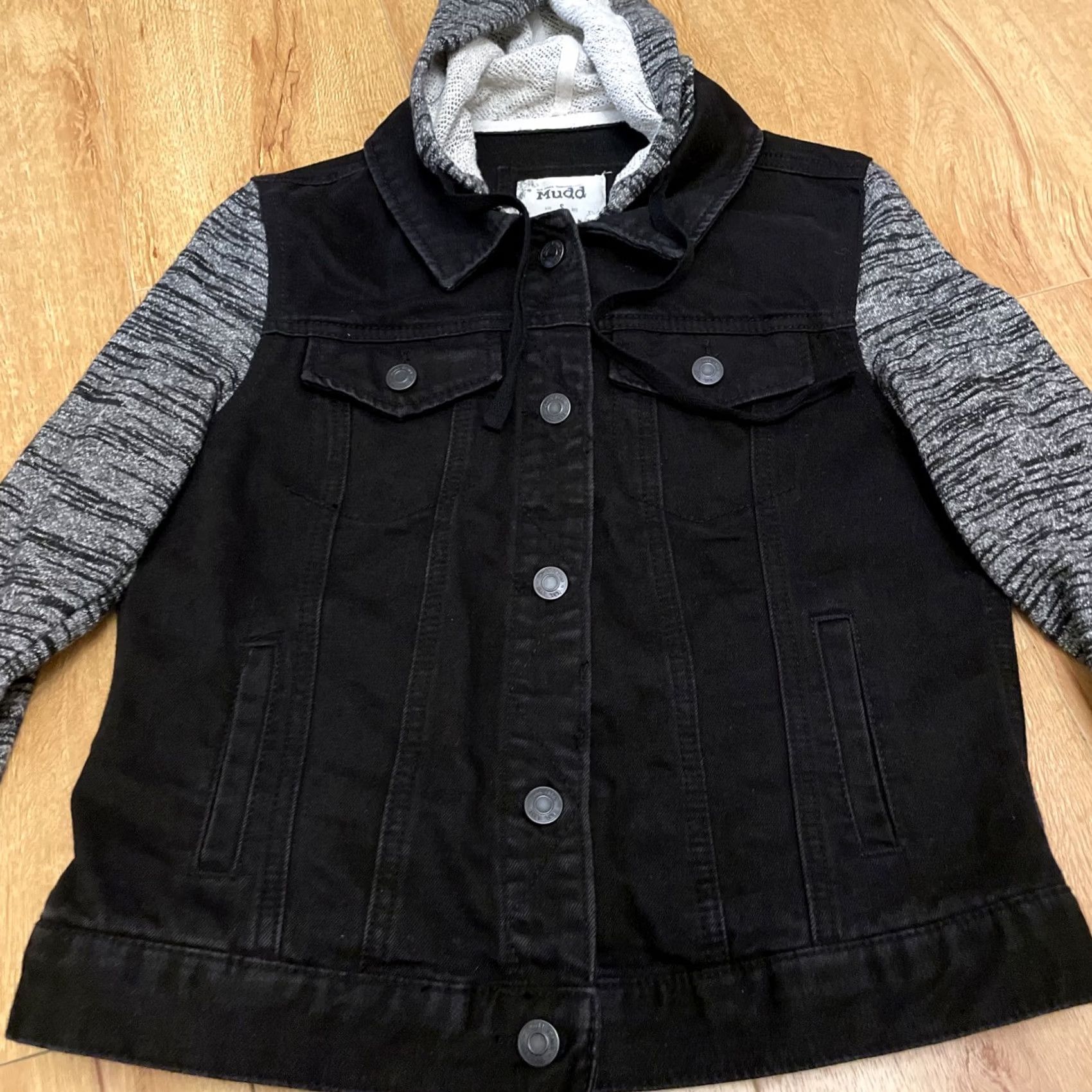 Denime VINTAGE Mudd Denim Jean Hoodie Jacket Womens Small Black Grey Button Front Shirt Hoodie Short Sleeve Mens? Size S / US 4 / IT 40 - 4 Thumbnail