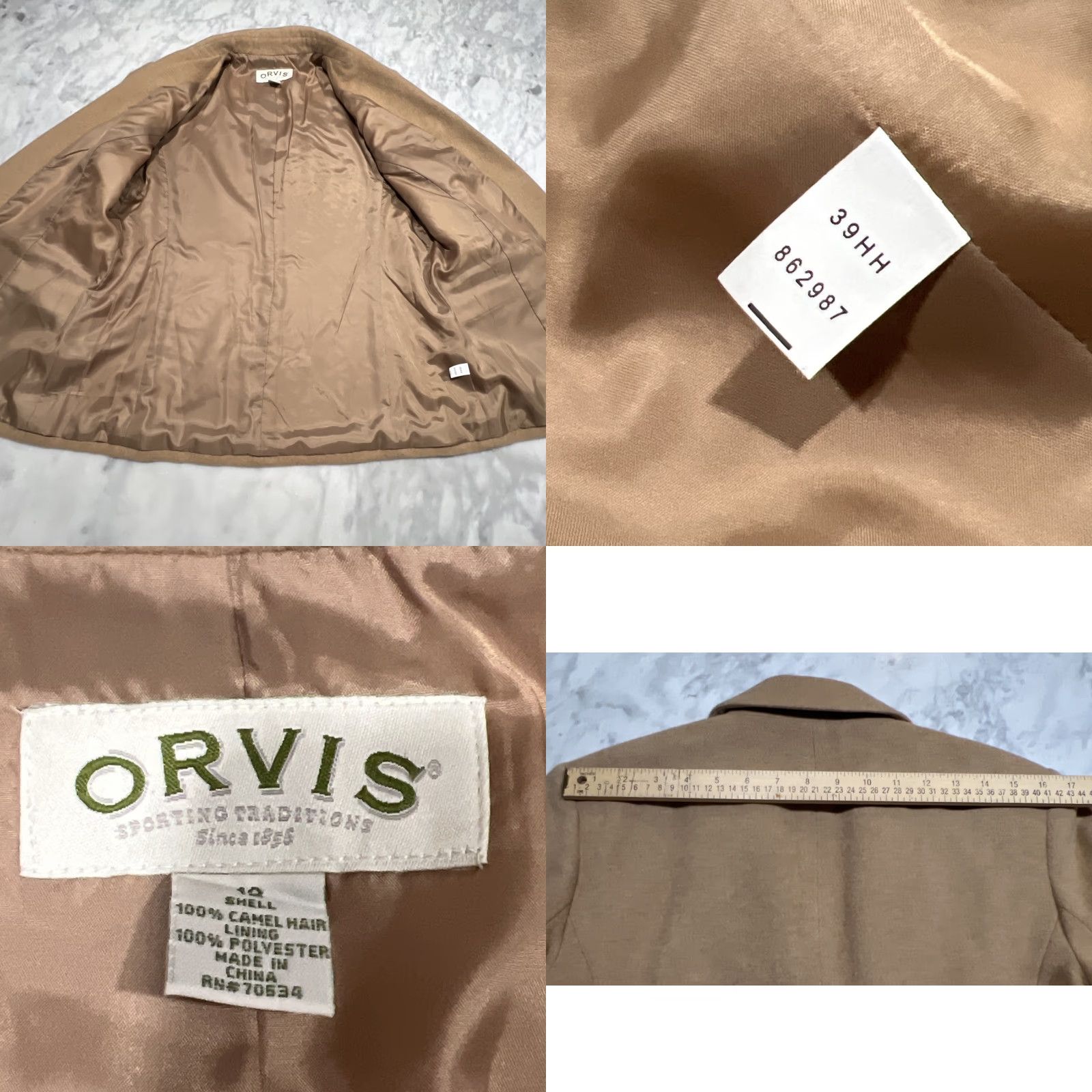 Orvis Orvis Camel Hair Jacket Women’s 12 Lined Polyester Leather Button Fitted Short Size 34" / US 12 / IT 48 - 8 Thumbnail
