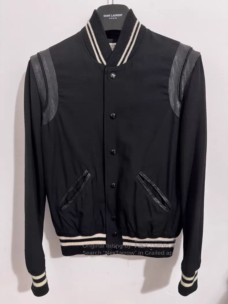 Saint Laurent Paris Saint Laurent Paris Black Samurai Leather Baseball Jacket Size US S / EU 44-46 / 1 - 1 Thumbnail