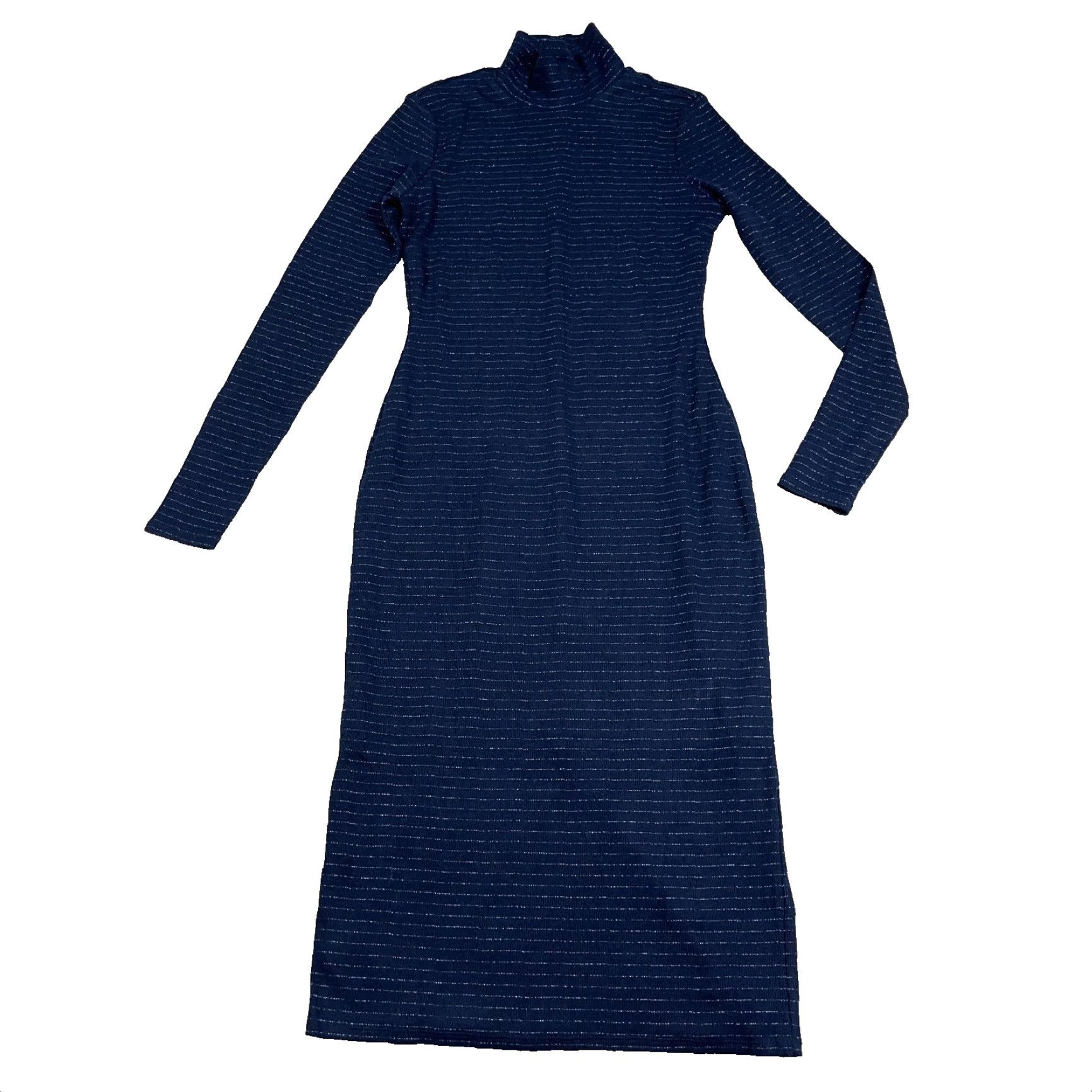 Marine Layer Marine Layer Lexi Rib Turtleneck Midi Dress in Navy Lurex Stripe Women Small Size S / US 4 / IT 40 - 2 Thumbnail